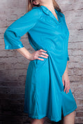 Vanity Fair Vintage Satin Embroidered Button Front Slip Peignoir Negligee Nightgown Small Blue NEW