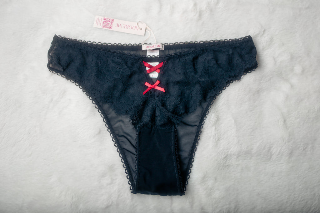 Adore Me Milena Unlined Lace Cheeky Bikini Panties Small Black NEW