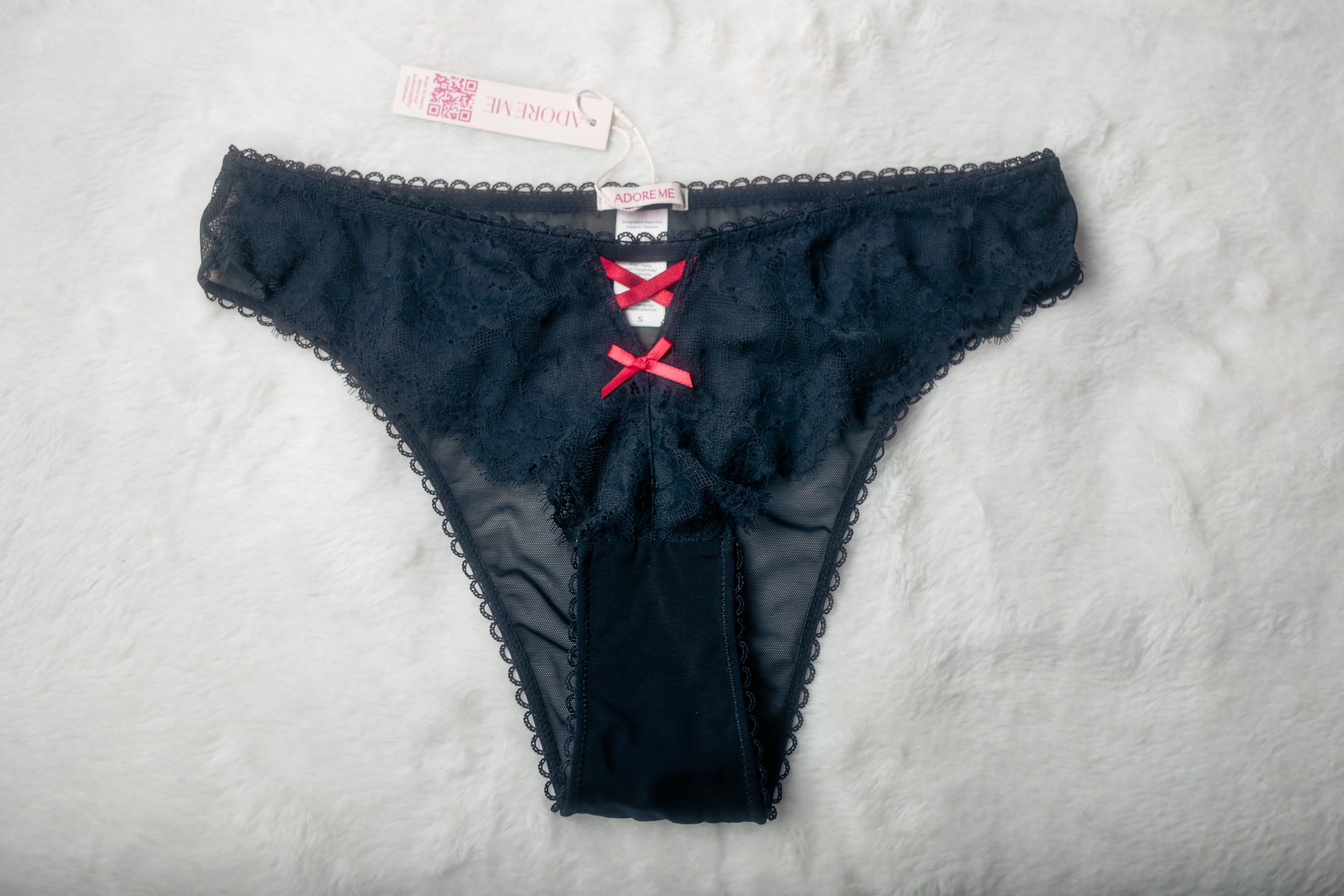 Adore Me Milena Unlined Lace Cheeky Bikini Panties Small Black NEW