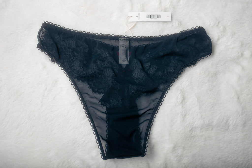 Adore Me Milena Unlined Lace Cheeky Bikini Panties Small Black NEW