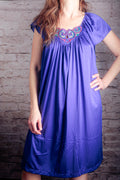 Vanity Fair Vintage Satin Embroidered Slip Peignoir Negligee Nightgown Large Purple NEW