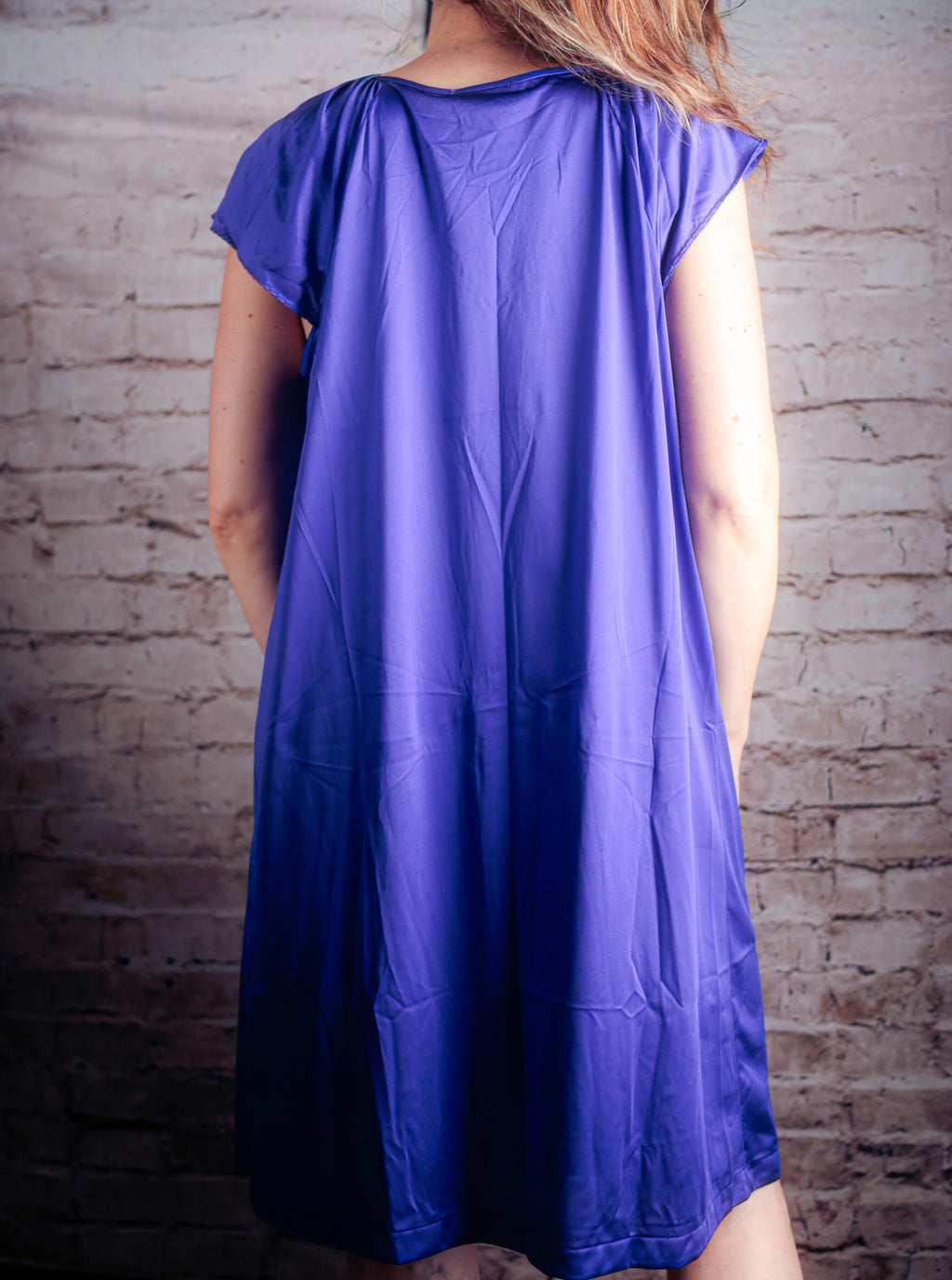 Vanity Fair Vintage Satin Embroidered Slip Peignoir Negligee Nightgown Large Purple NEW