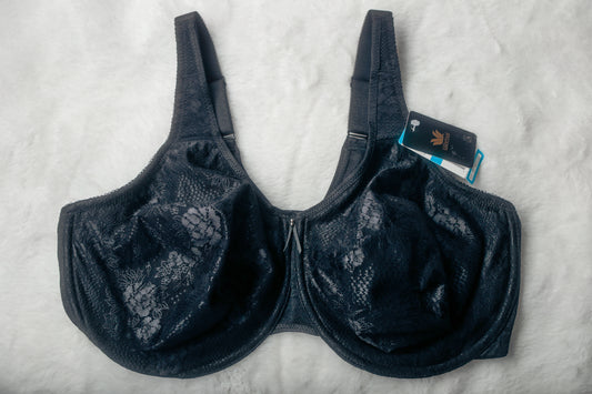Wacoal 42DDD UK 42E Clear and Classic 855244 Underwire Unpadded Bra Black NEW
