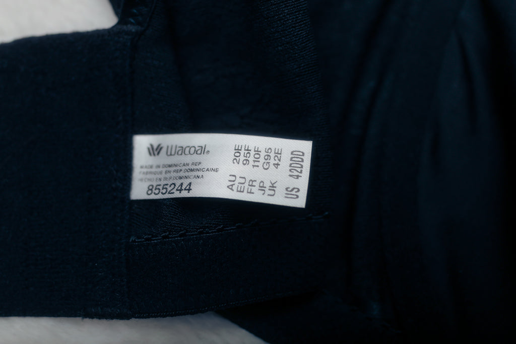 Wacoal 42DDD UK 42E Clear and Classic 855244 Underwire Unpadded Bra Black NEW