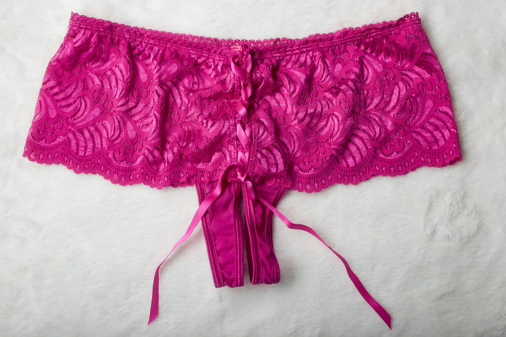 Frederick's of Hollywood Open-crotch Tanga Panties Medium Hot Pink