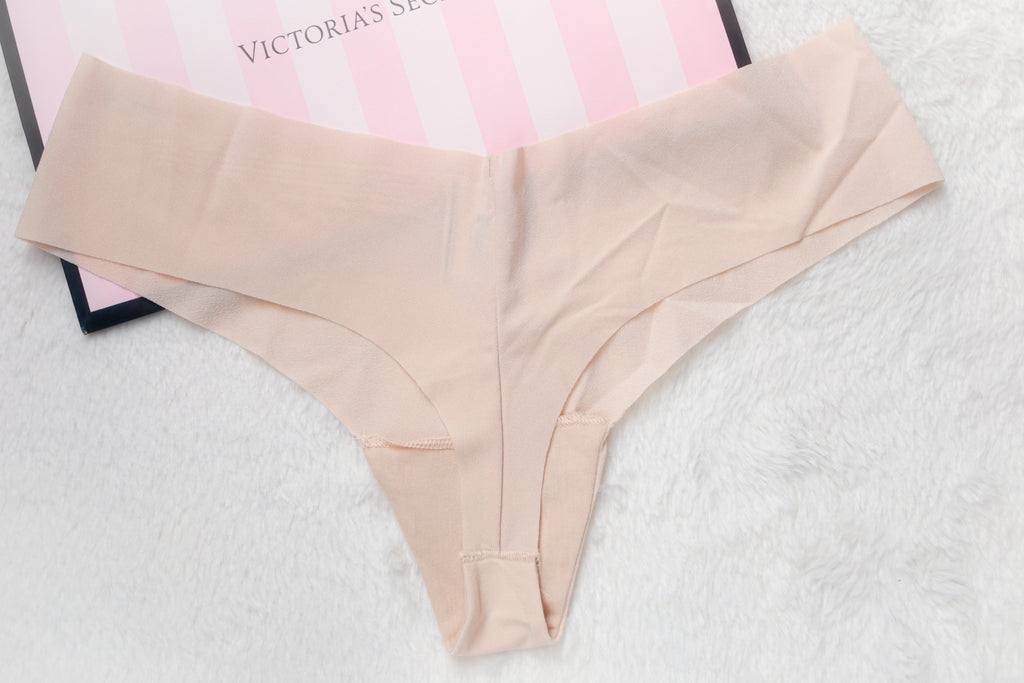 Victoria's Secret No-Show High Leg Thong Panty Medium Beige NEW