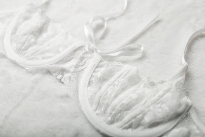 Pretty Little Thing Floral Lace-up Unlined Underwire Bra White NEW