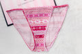 PINK Cotton String Bikini Panty Medium Fairisle NEW