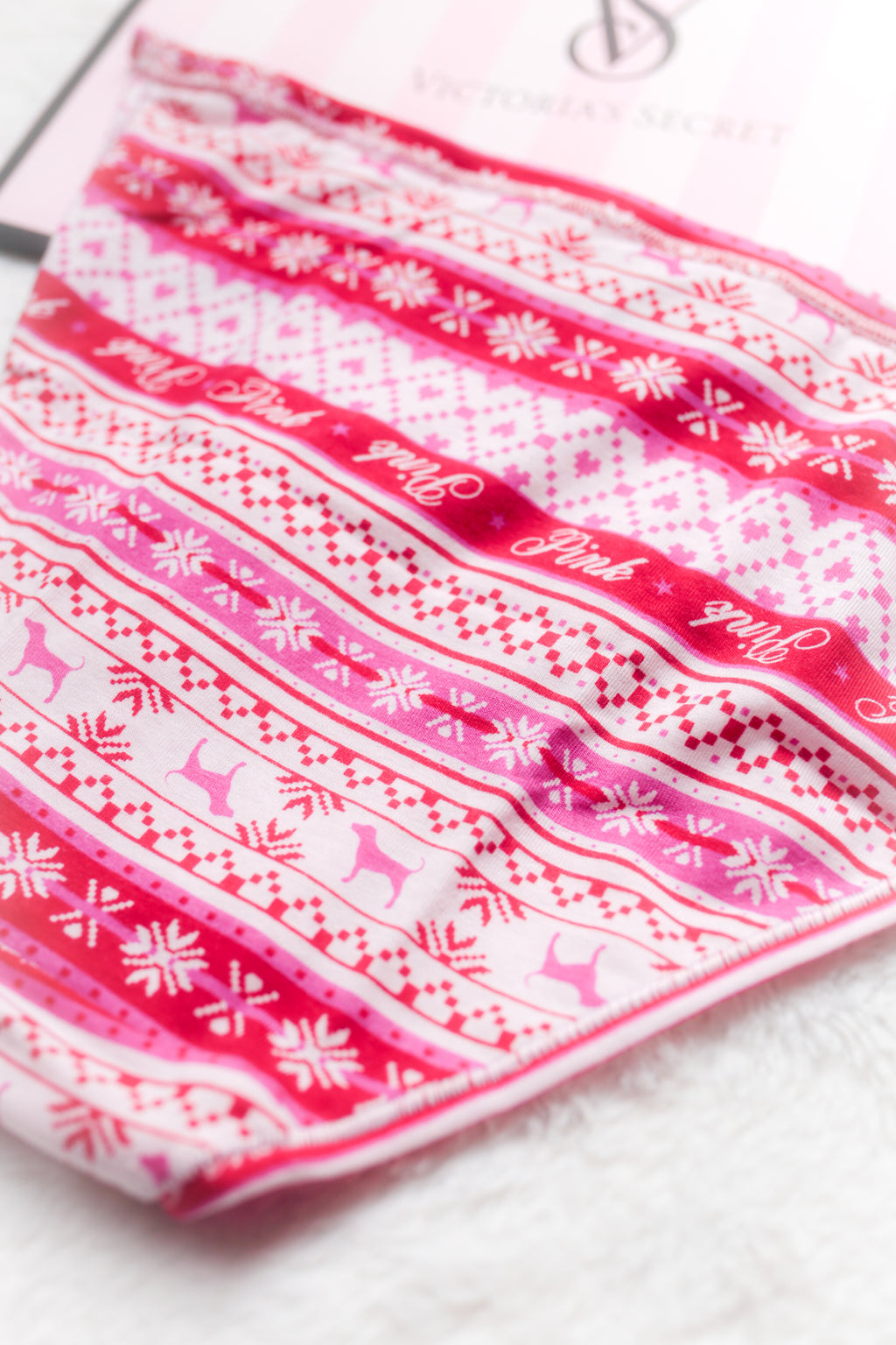 PINK Cotton String Bikini Panty Medium Fairisle NEW
