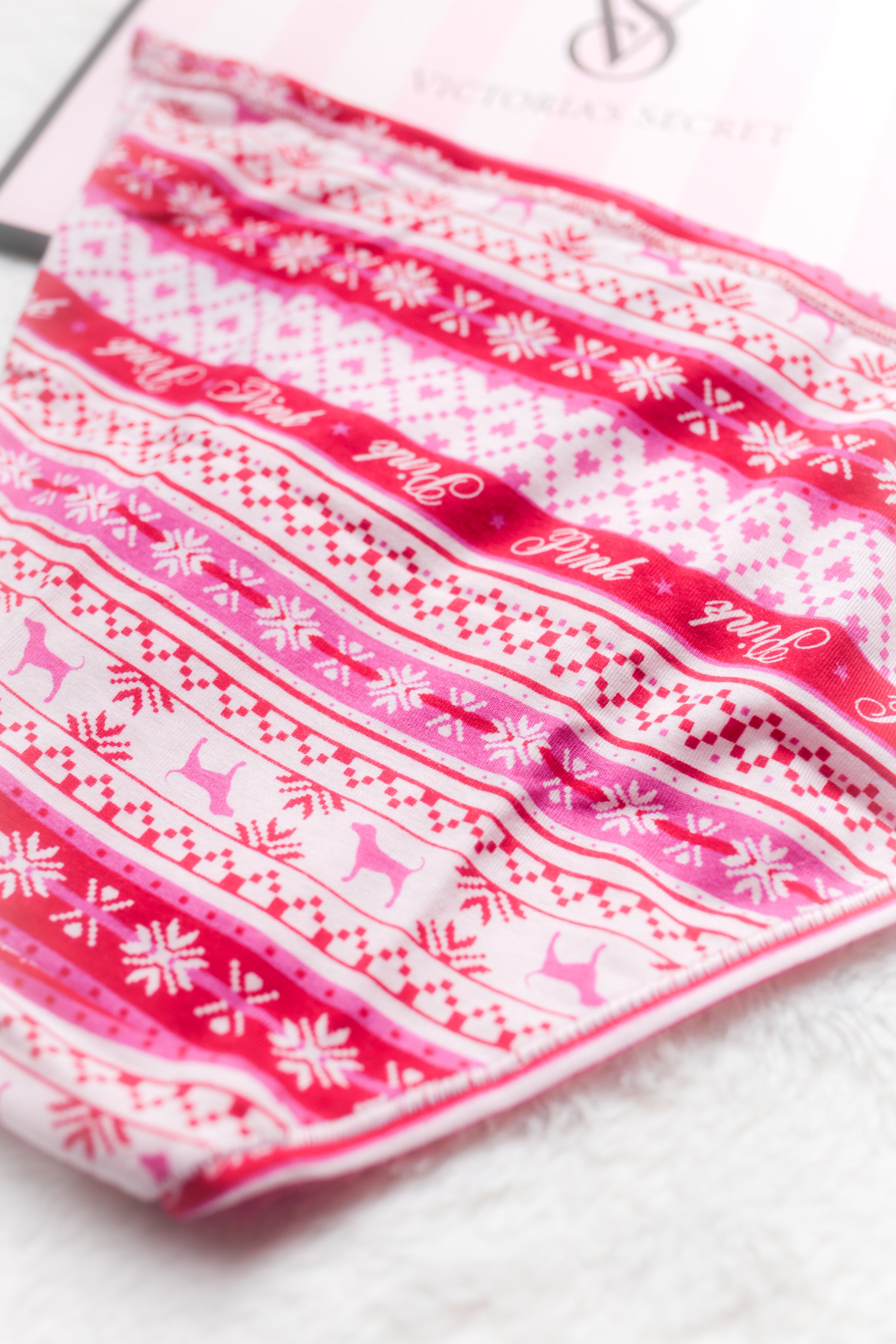 PINK Cotton String Bikini Panty Medium Fairisle NEW