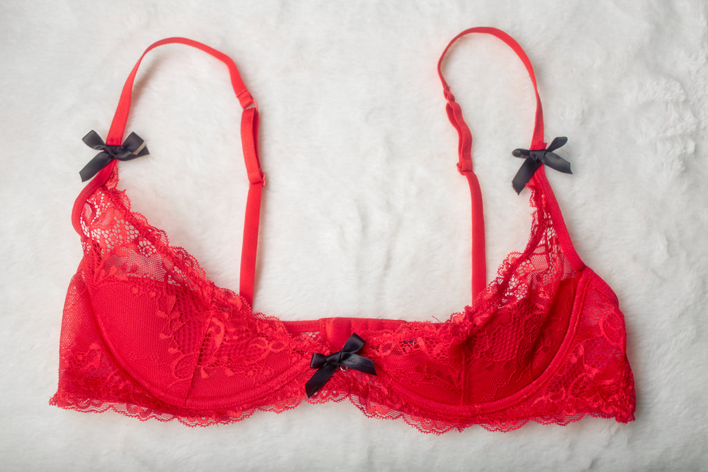 Lovehoney Lace Quarter-cup Shelf Bra Red Large