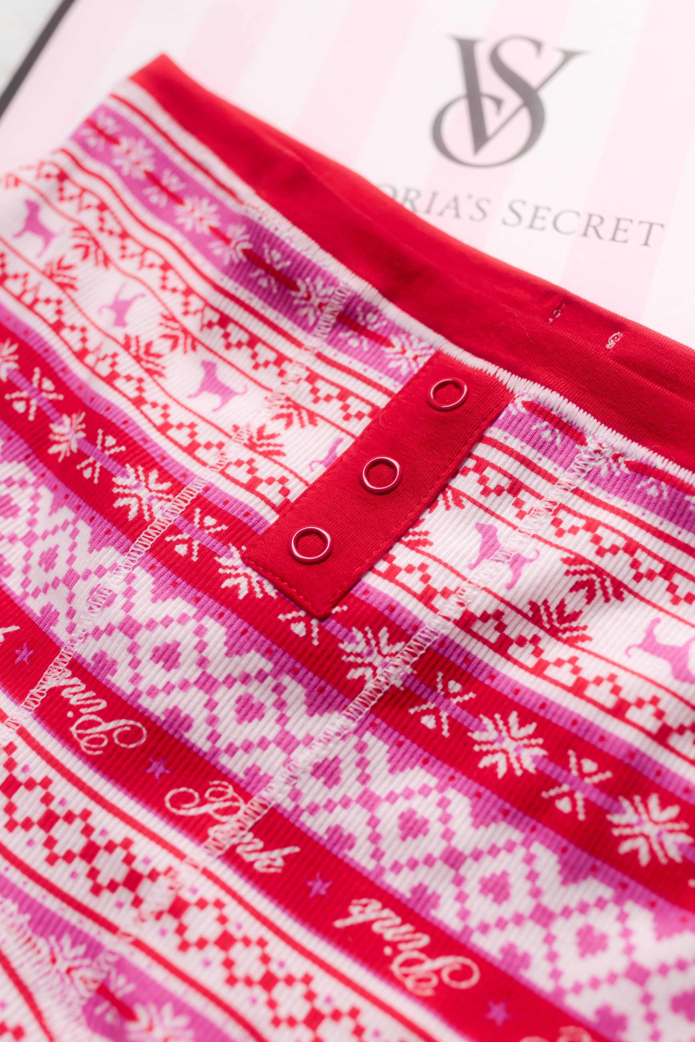PINK Cotton Boyshort Brief Panties Medium Fairisle NEW