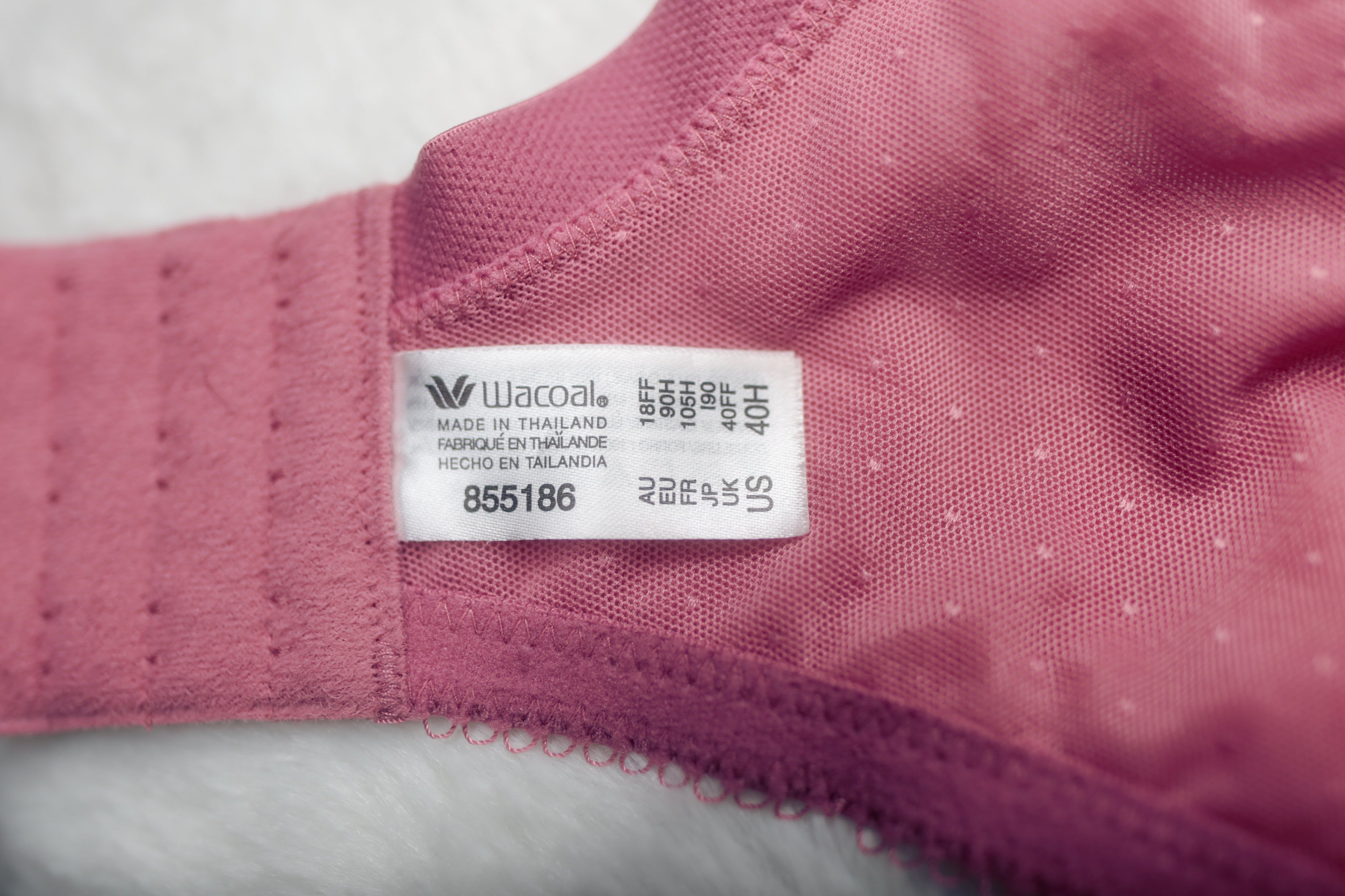 Wacoal US 40H UK 40FF Retro Chic 855186 Full Figure Underwire Lace Bra Pink