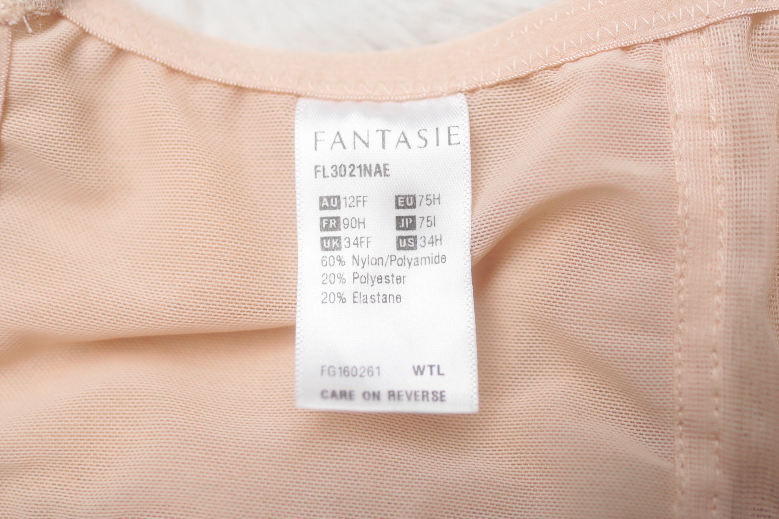Fantasie 34H UK 34FF Memoir Full Cup Side Support Bra FL4510