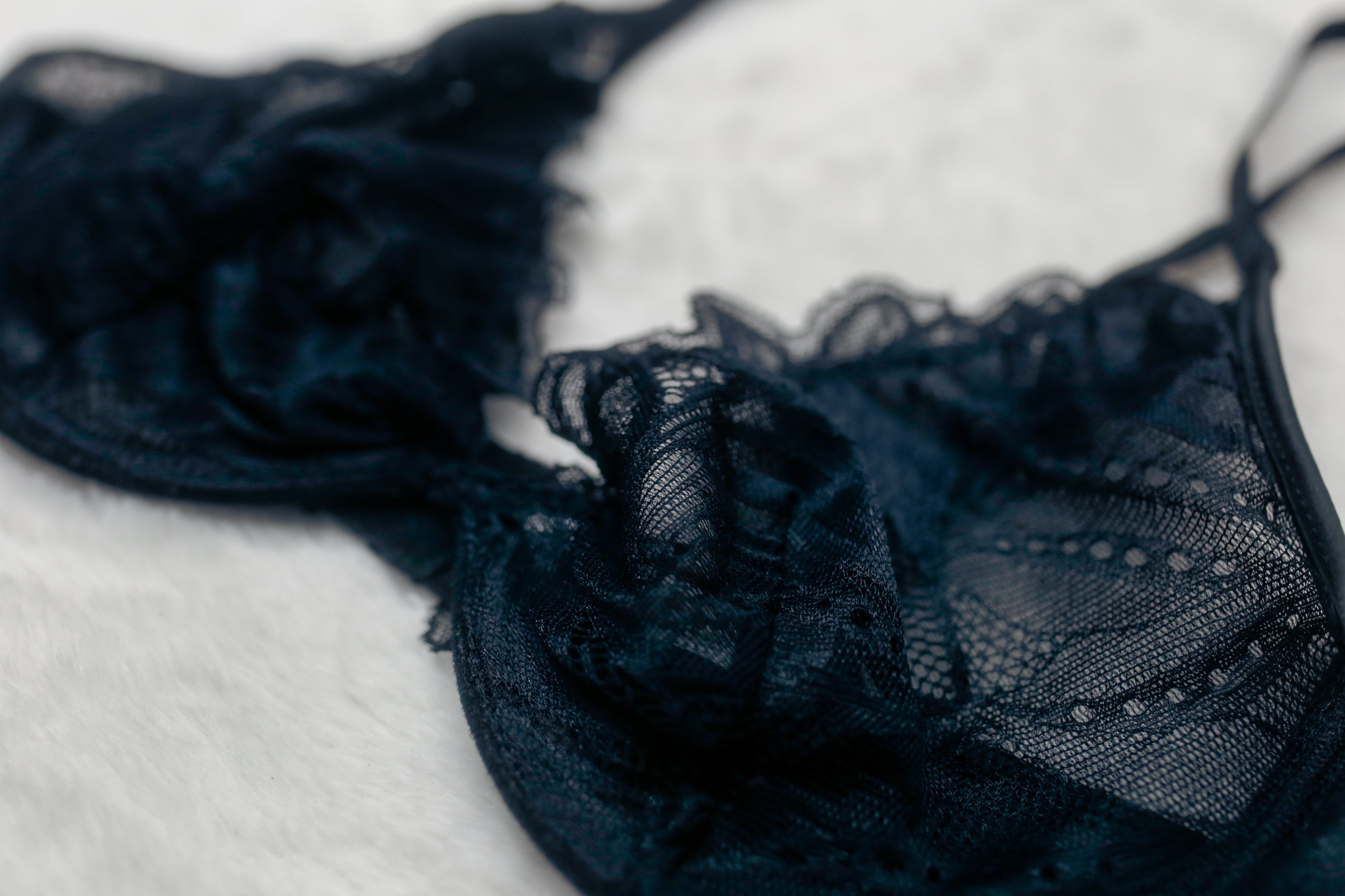 Fashion Nova Sheer Unlined Lace Balconette Bra Black Small / Medium