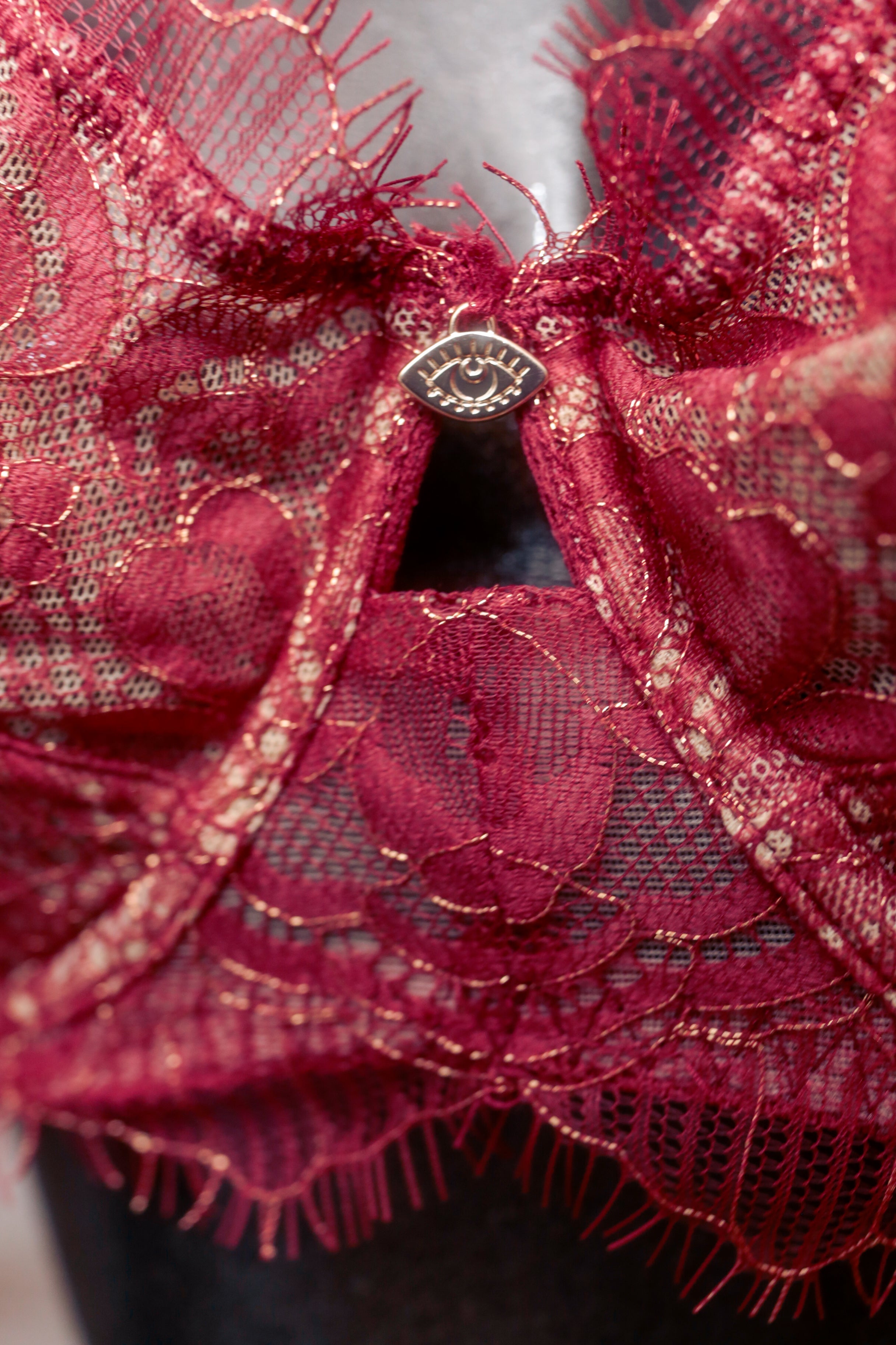 Sofia Intimates 36D Sheer Lace Underwire Bra Red