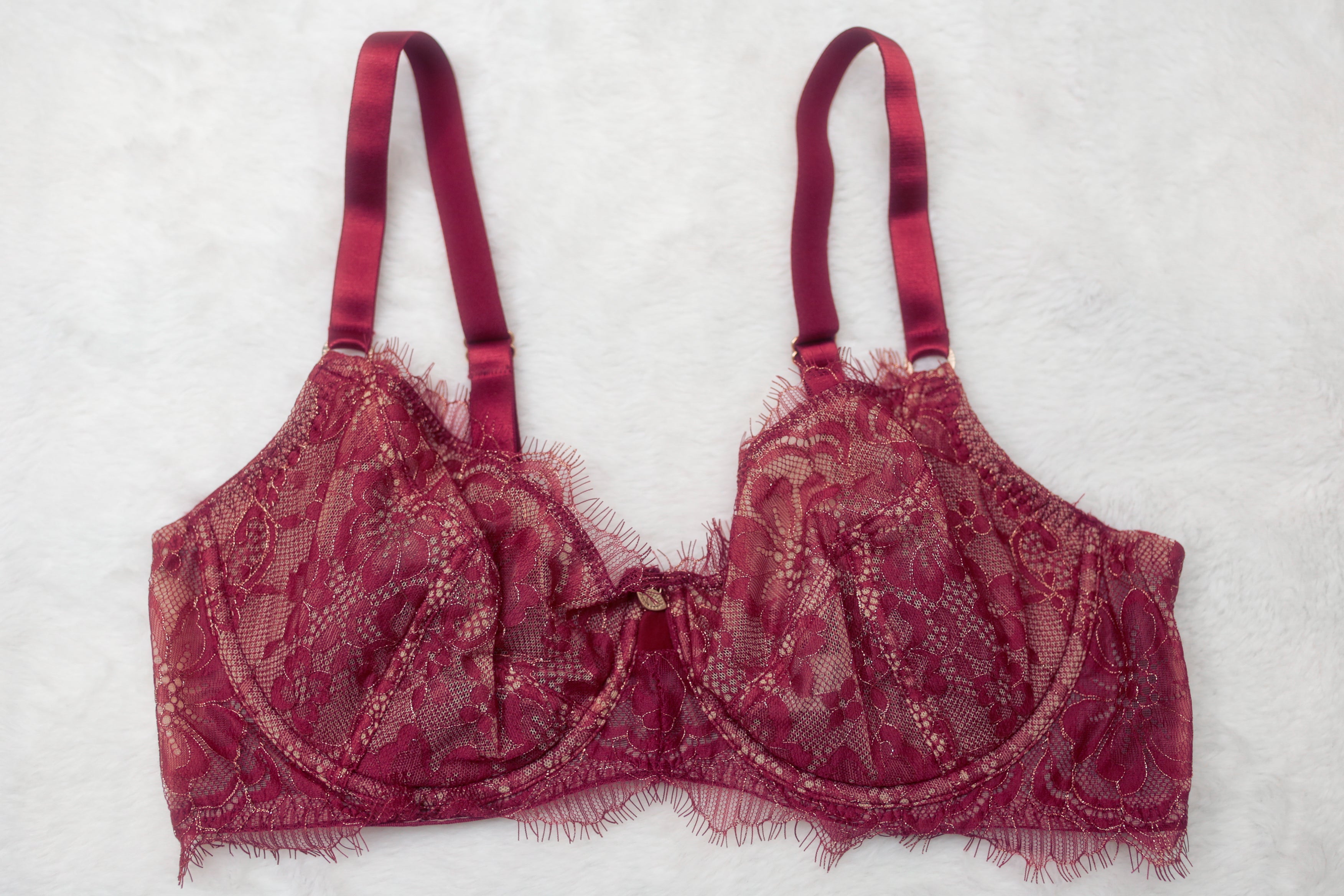 Sofia Intimates 36D Sheer Lace Underwire Bra Red