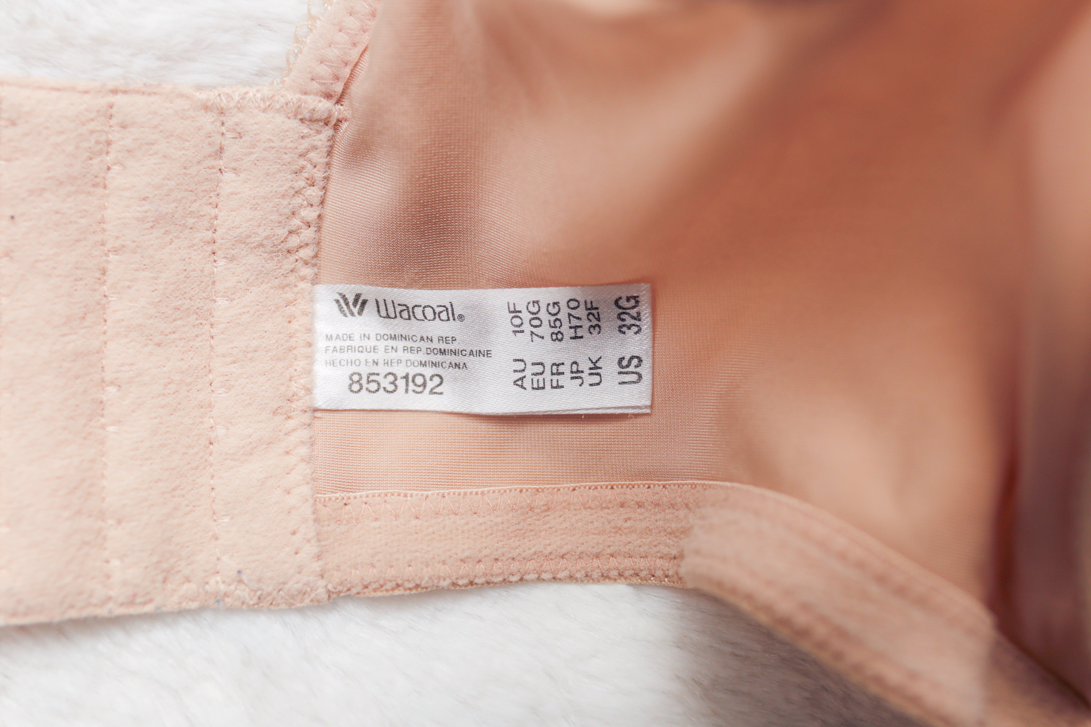 Wacoal US 32G UK 32F Basic Beauty Spacer 853192 Full Coverage Underwire Bra Beige