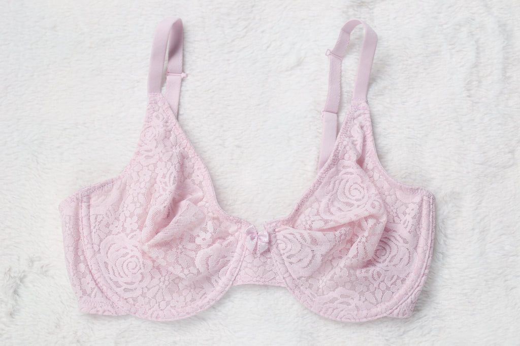 Wacoal 32D Halo Lace 851205 Unlined Full Coverage Underwire Bra Pink