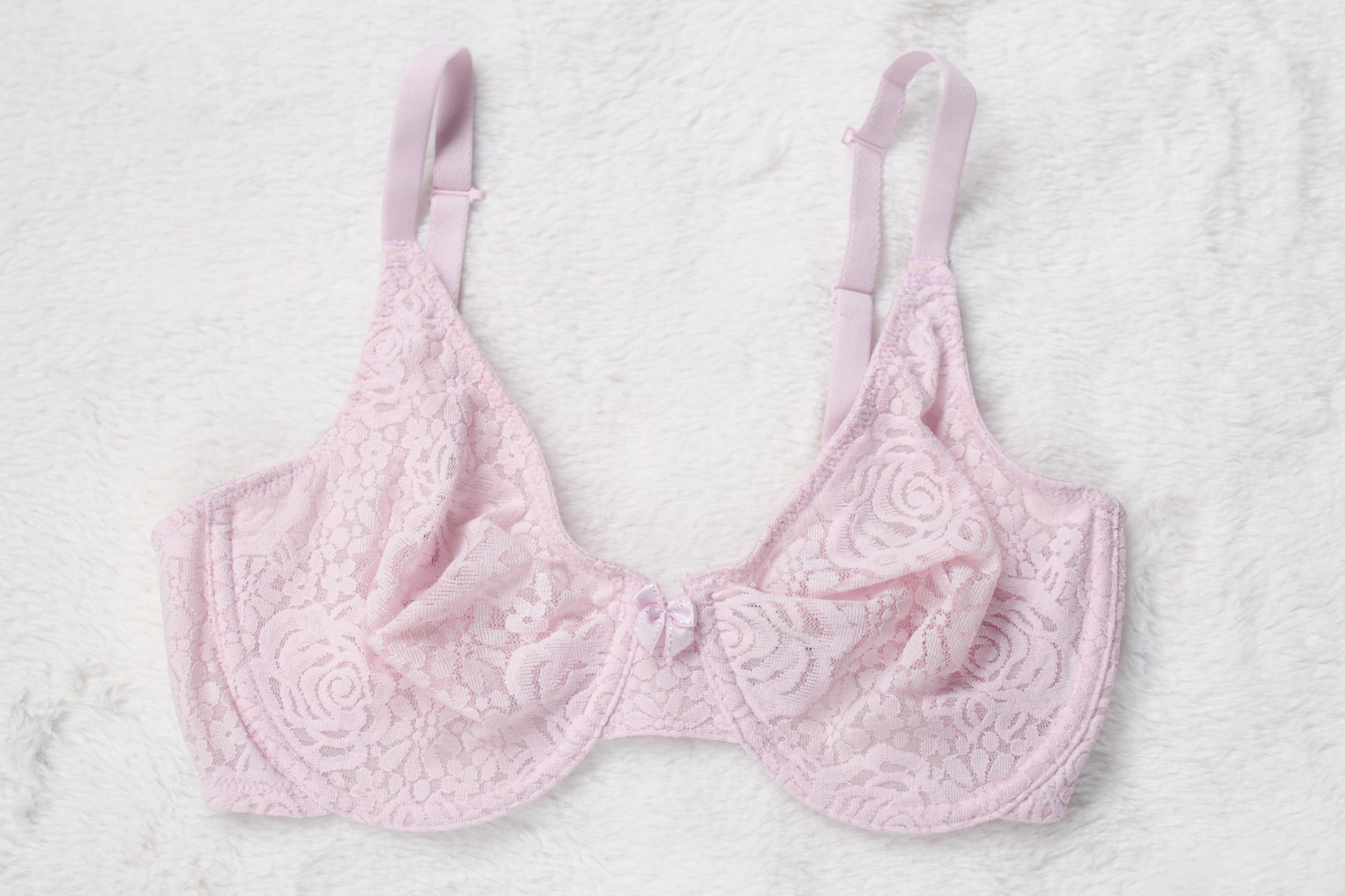 Wacoal 32D Halo Lace 851205 Unlined Full Coverage Underwire Bra Pink