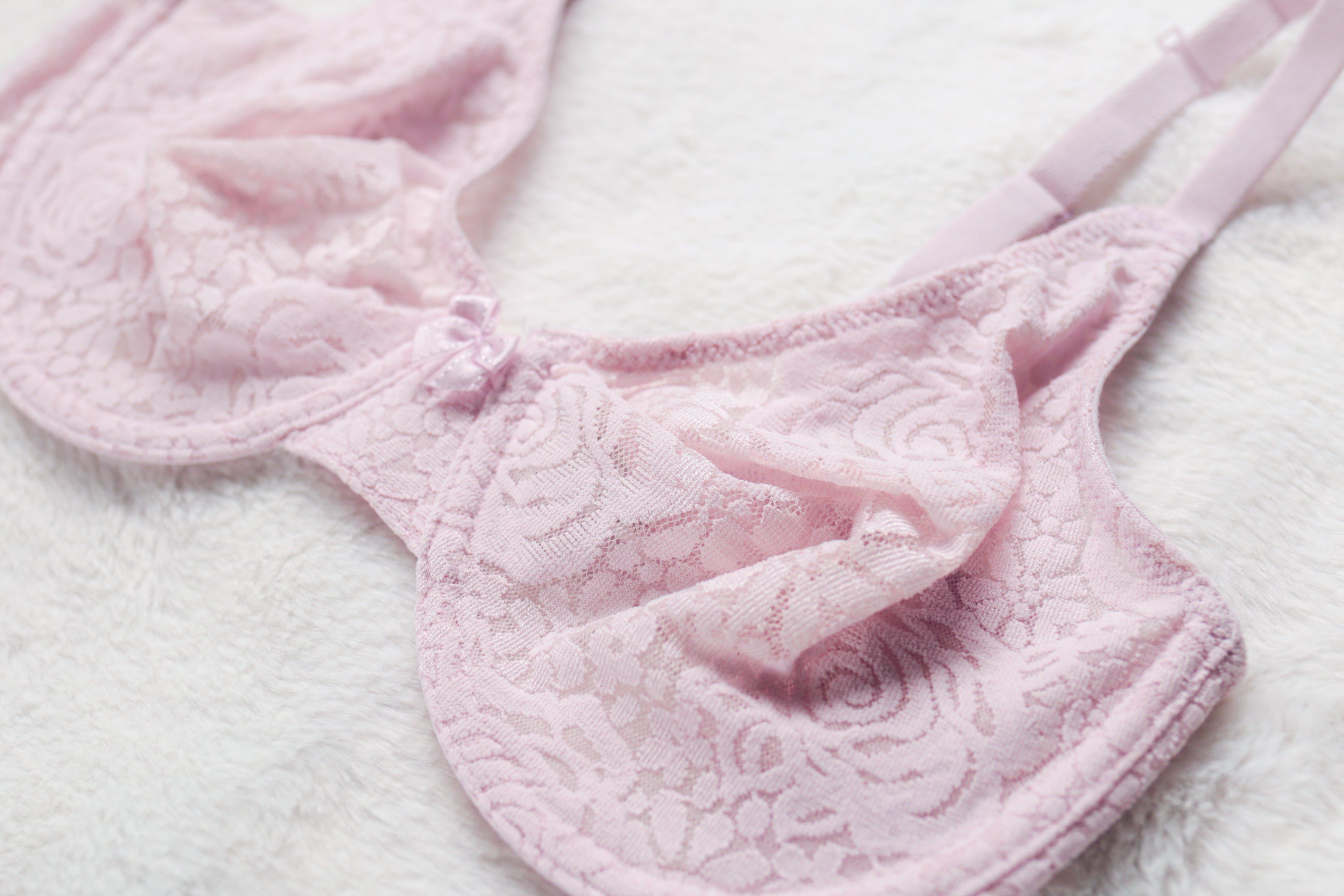 Wacoal 32D Halo Lace 851205 Unlined Full Coverage Underwire Bra Pink