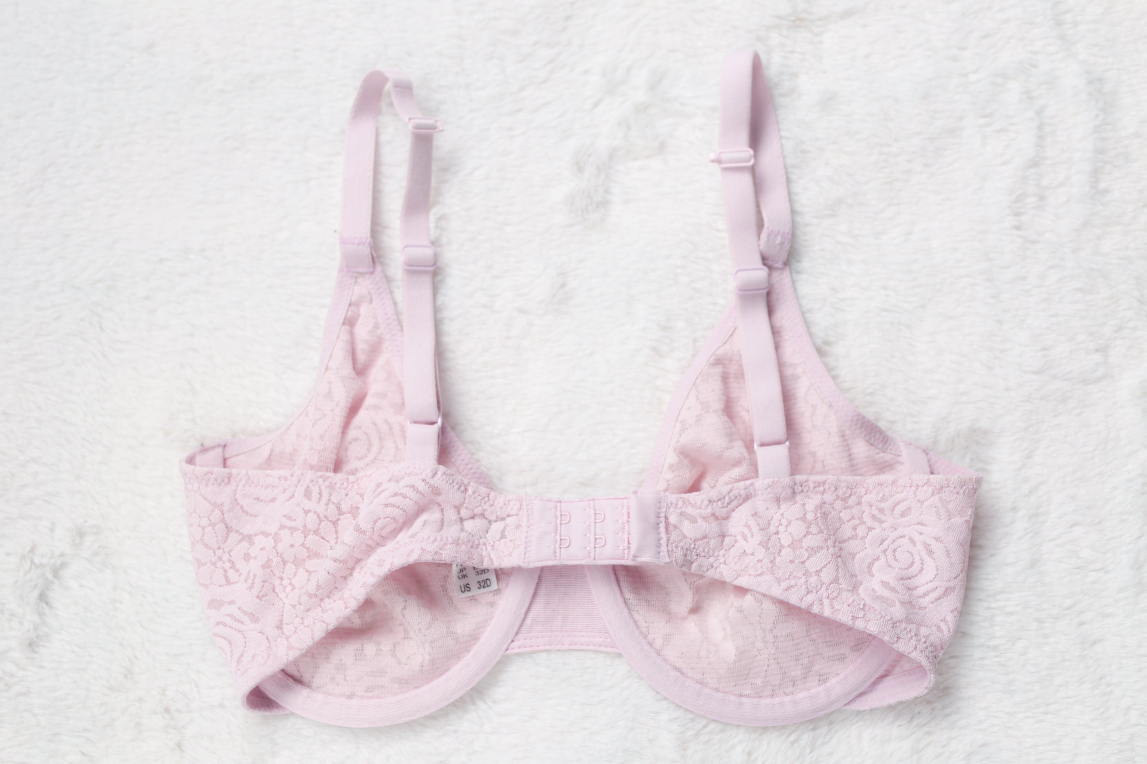 Wacoal 32D Halo Lace 851205 Unlined Full Coverage Underwire Bra Pink