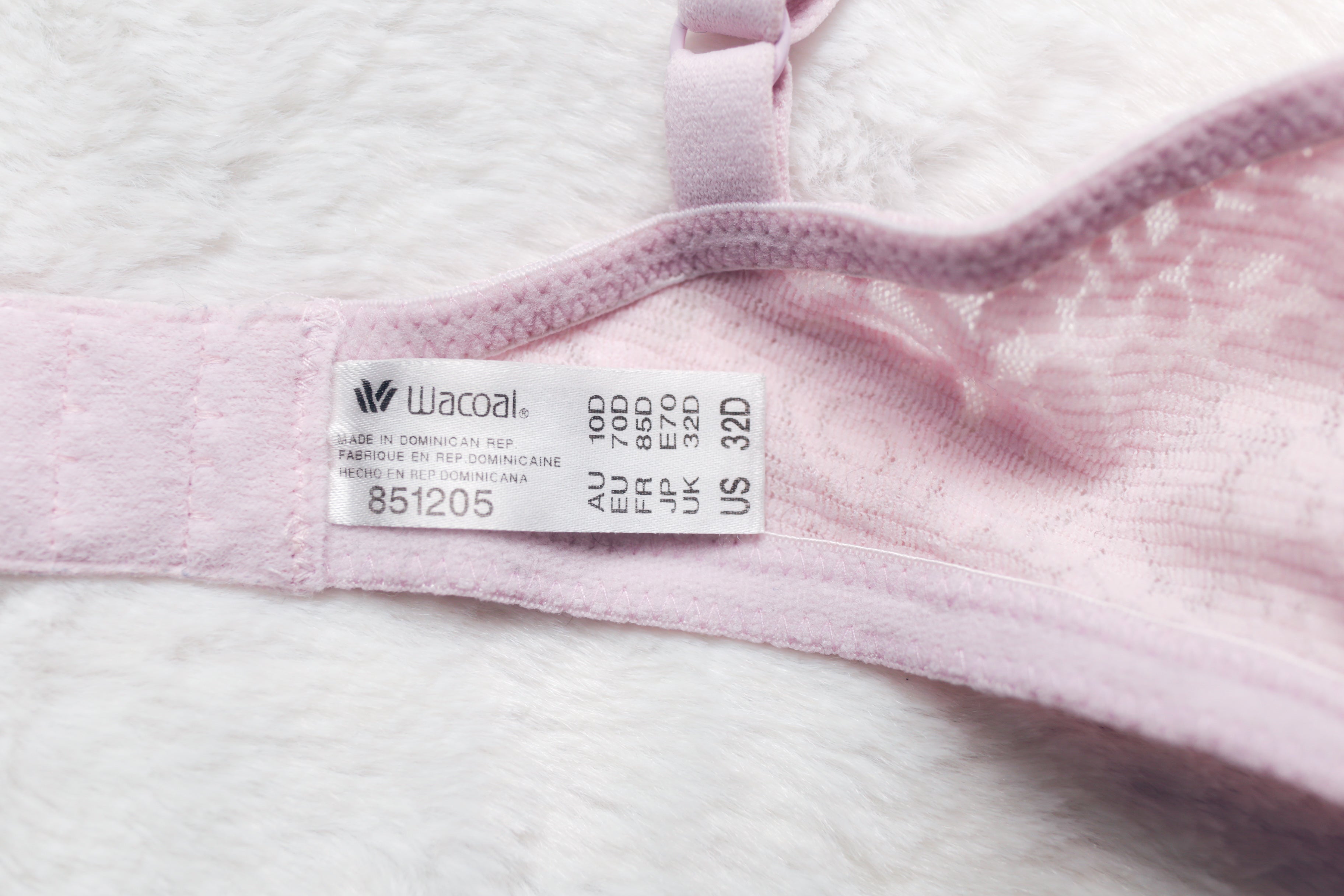 Wacoal 32D Halo Lace 851205 Unlined Full Coverage Underwire Bra Pink