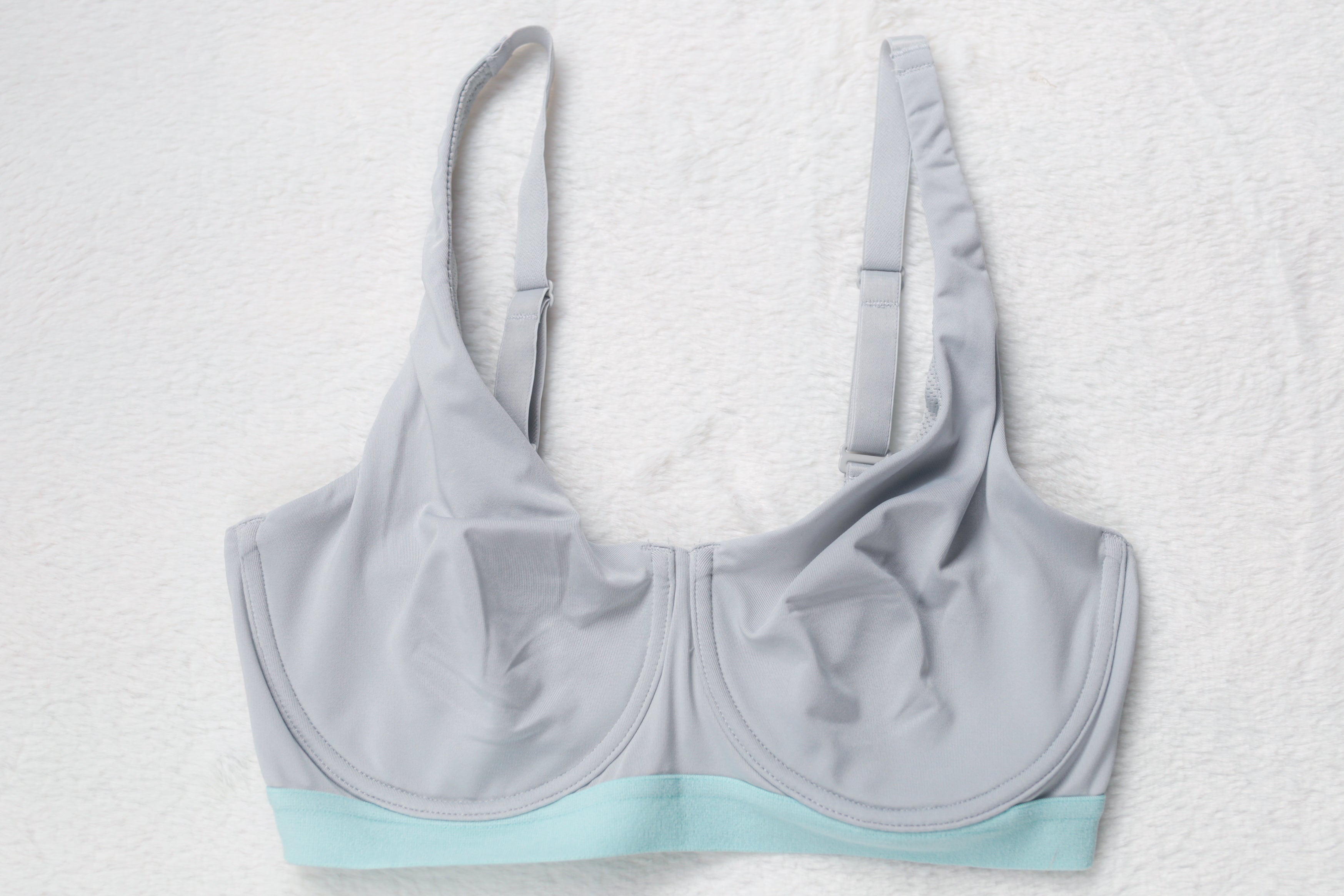Natori Recharge 34D Underwire Unlined Encapsulating Sports Bra Gray Blue