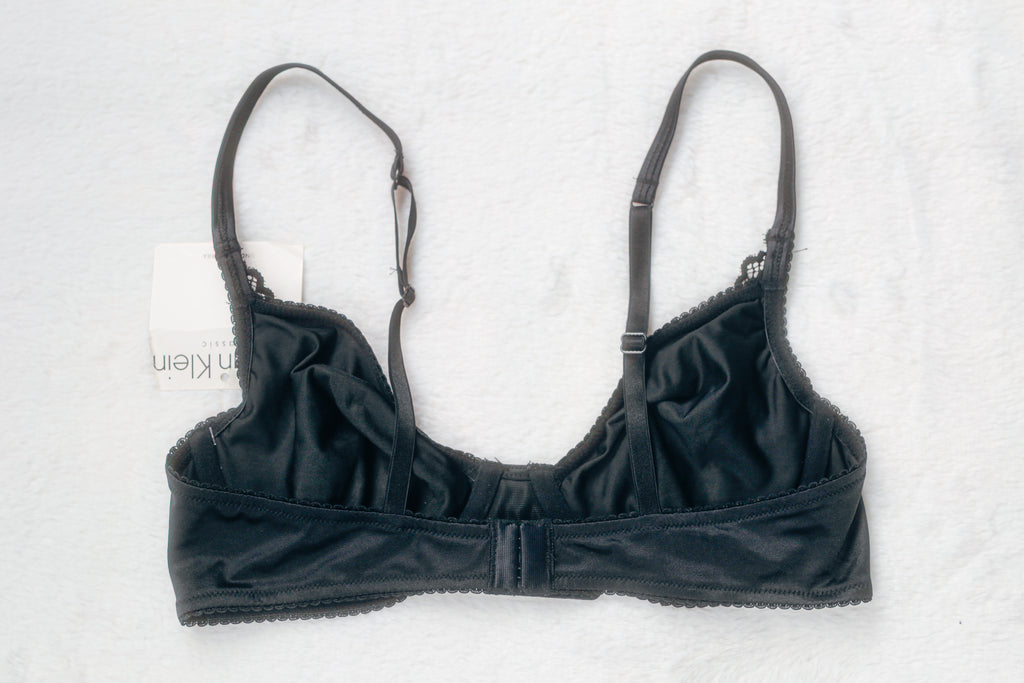 Calvin Klein 36B Unlined Lace Trim Seamless Underwire Demi Bra Black NEW