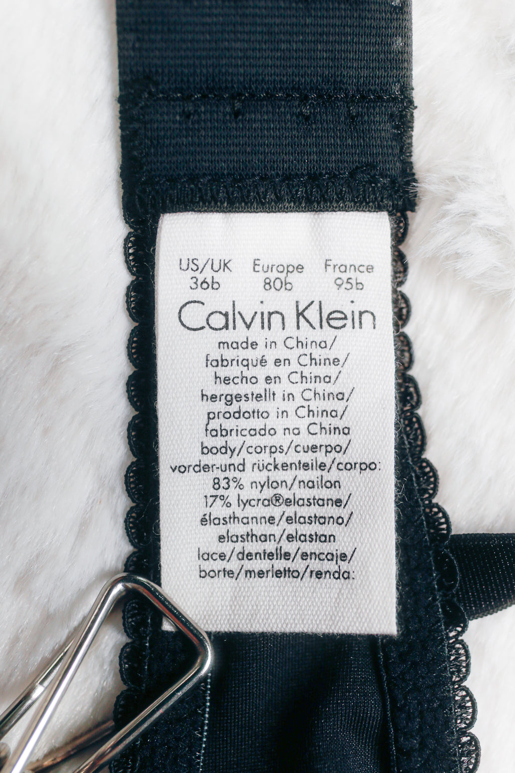 Calvin Klein 36B Unlined Lace Trim Seamless Underwire Demi Bra Black NEW