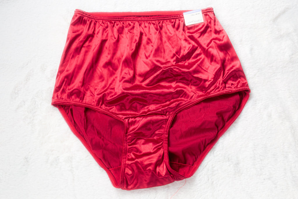 Lane Bryant Intimates Vintage Silky Satin High Rise Full Back Brief Panties Red 14/16 1X XL NEW