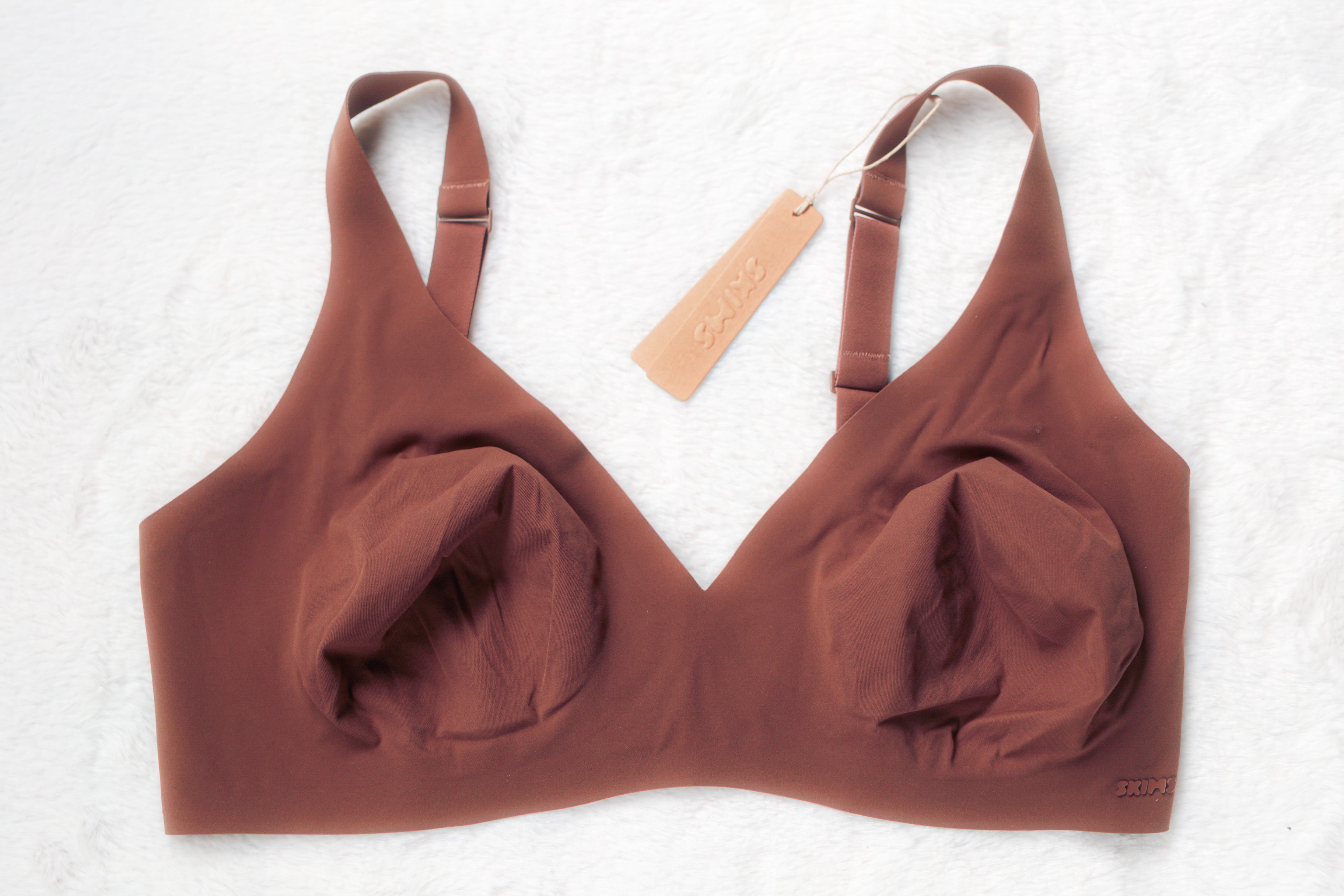 Skims Naked Plunge Bralette Seamless Wireless Unlined Contour T-shirt Bra 2X Brown NEW