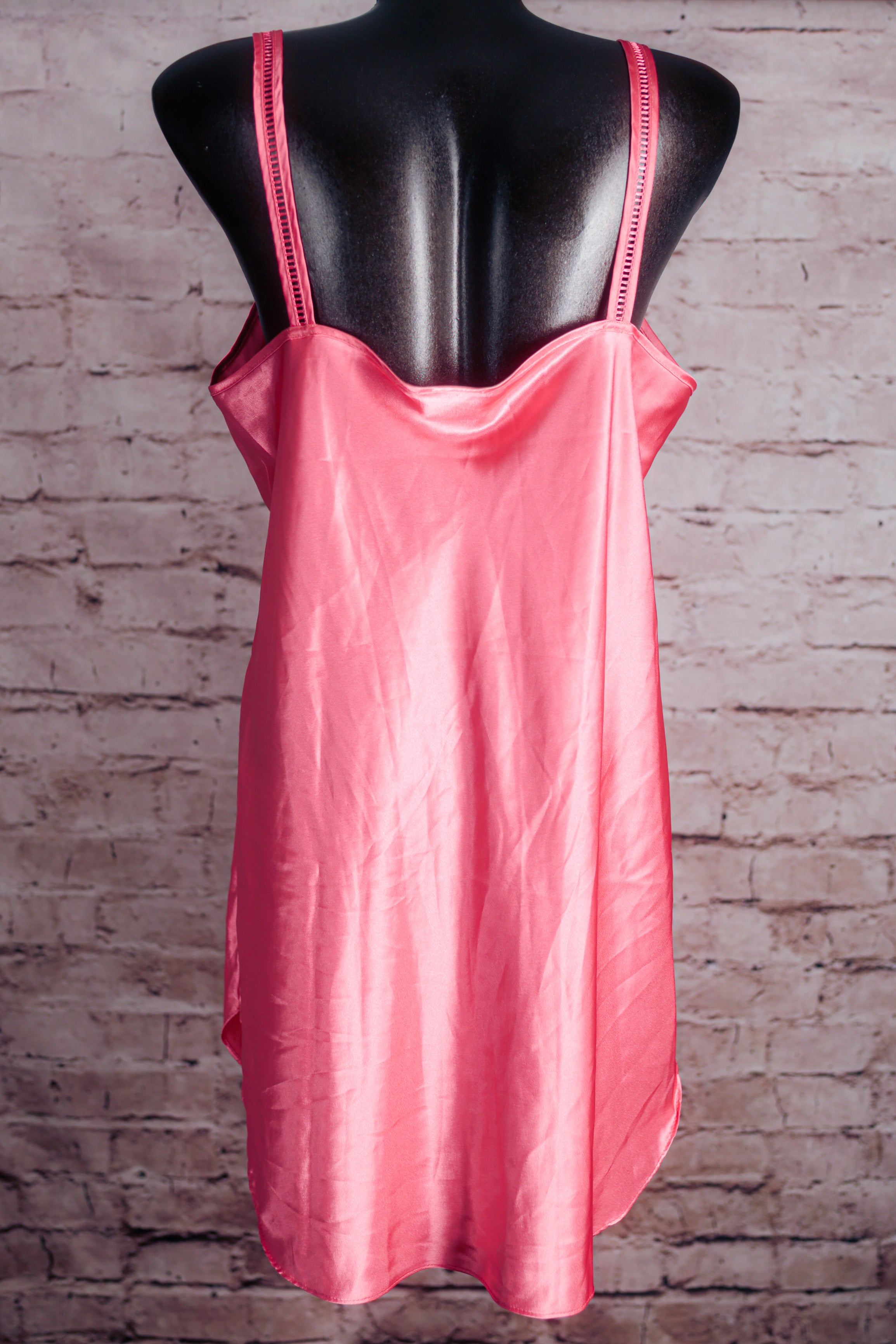 Secret Treasures Vintage Shiny Satin Chemise Babydoll Pink Large USA-made