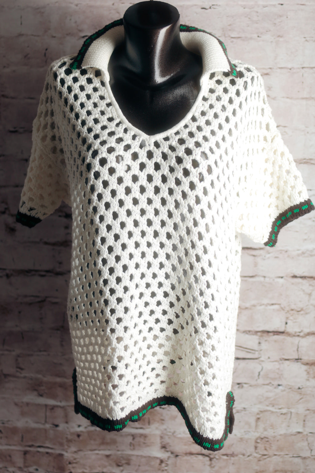 Echo Hammock Crochet Open-knit 100% Cotton Lounge Shirt Large