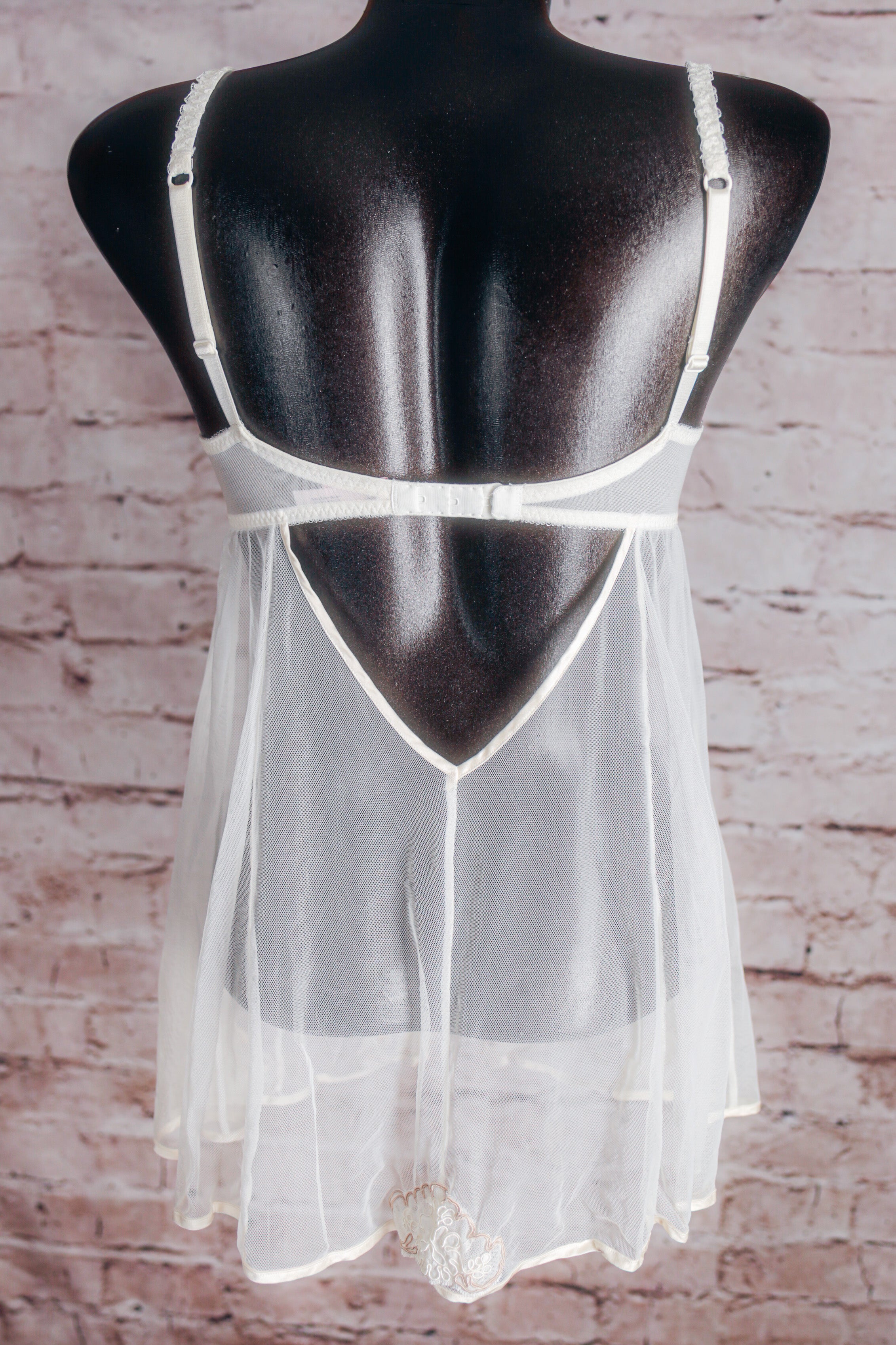 Victoria's Secret 36C Vintage Babydoll Chemise Padded White Mesh