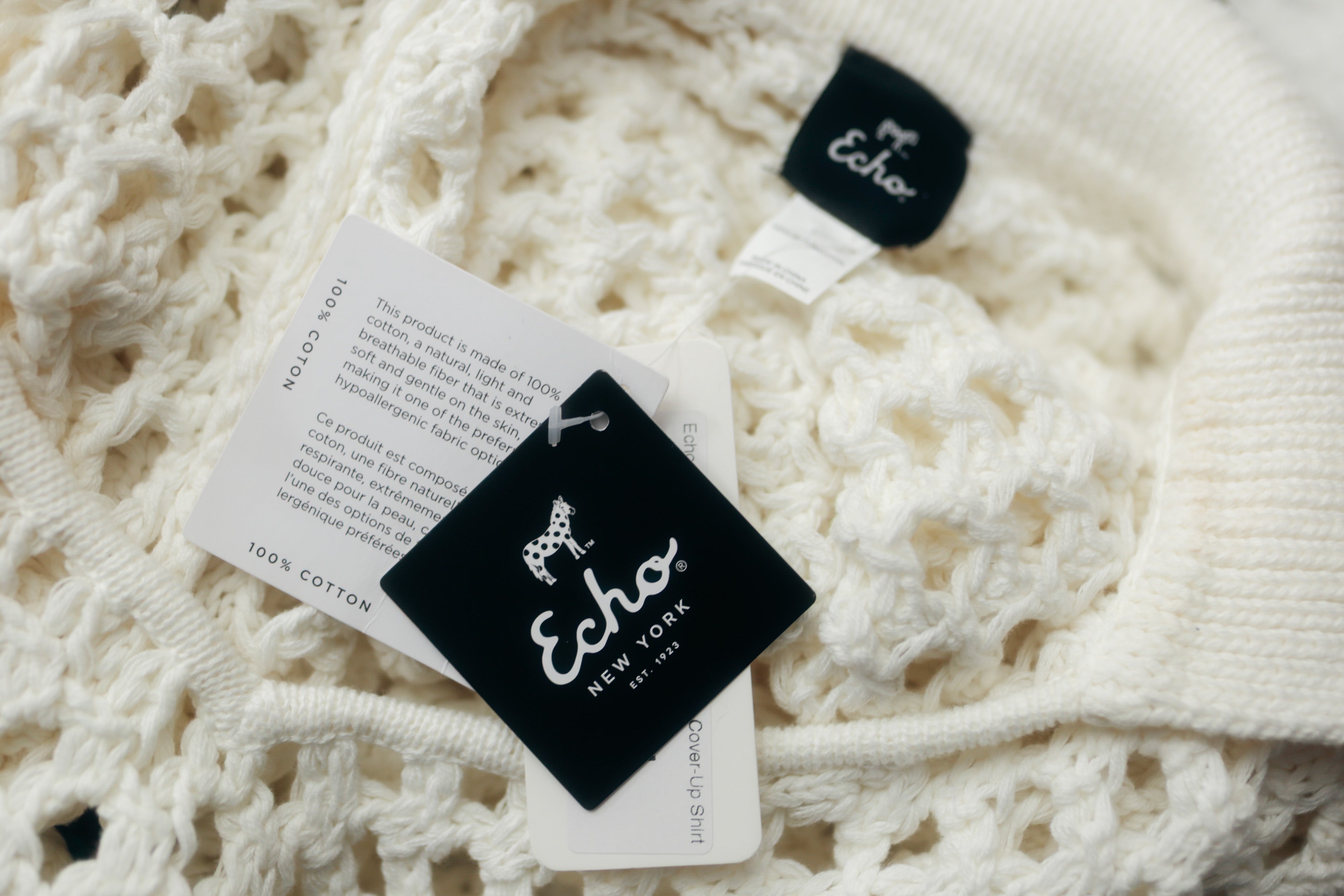 Echo Hammock Crochet Open-knit 100% Cotton Lounge Shirt Large