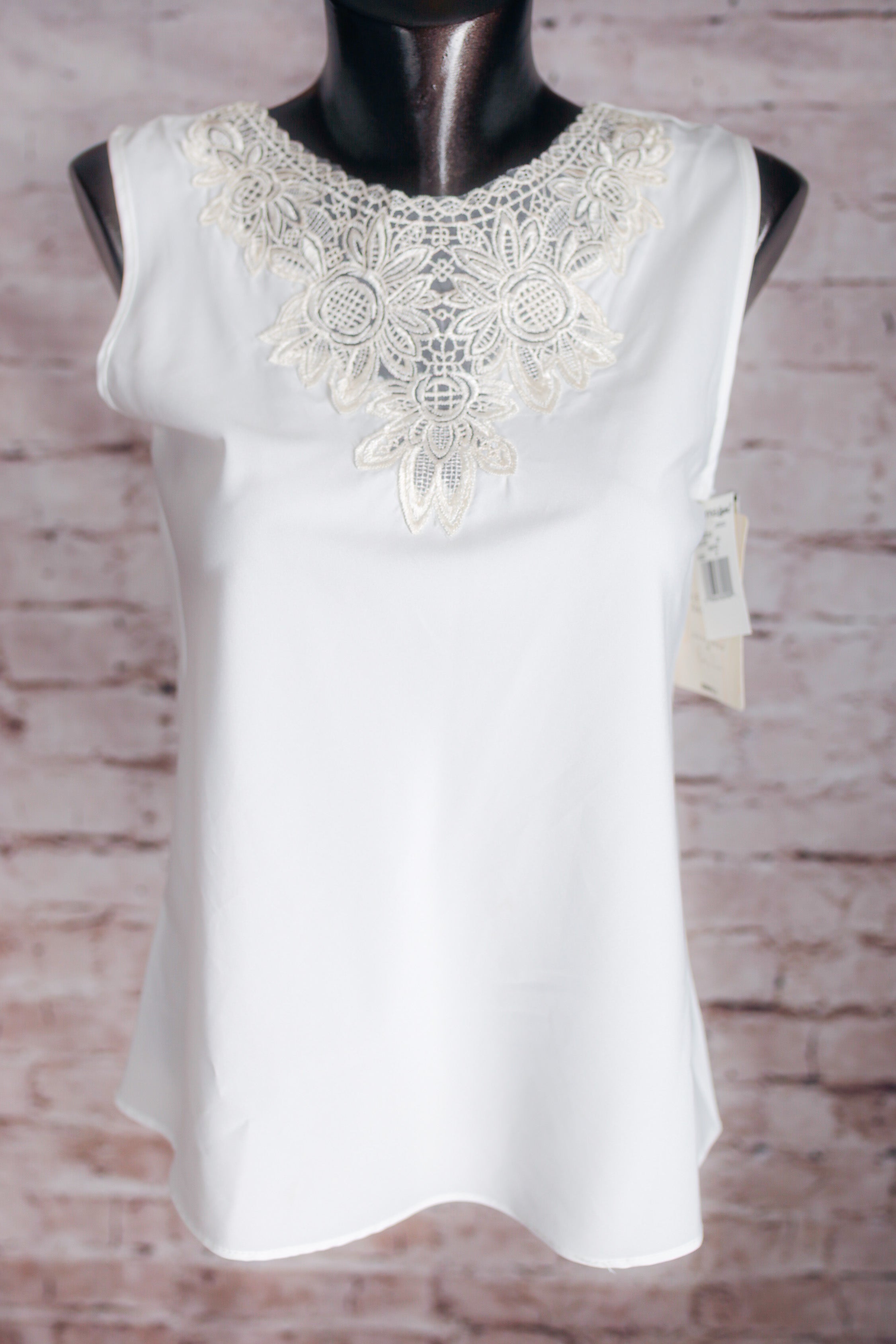 Cinema Etoile Satin Lace Eyelet Cami Chemise Lingerie White Small NEW