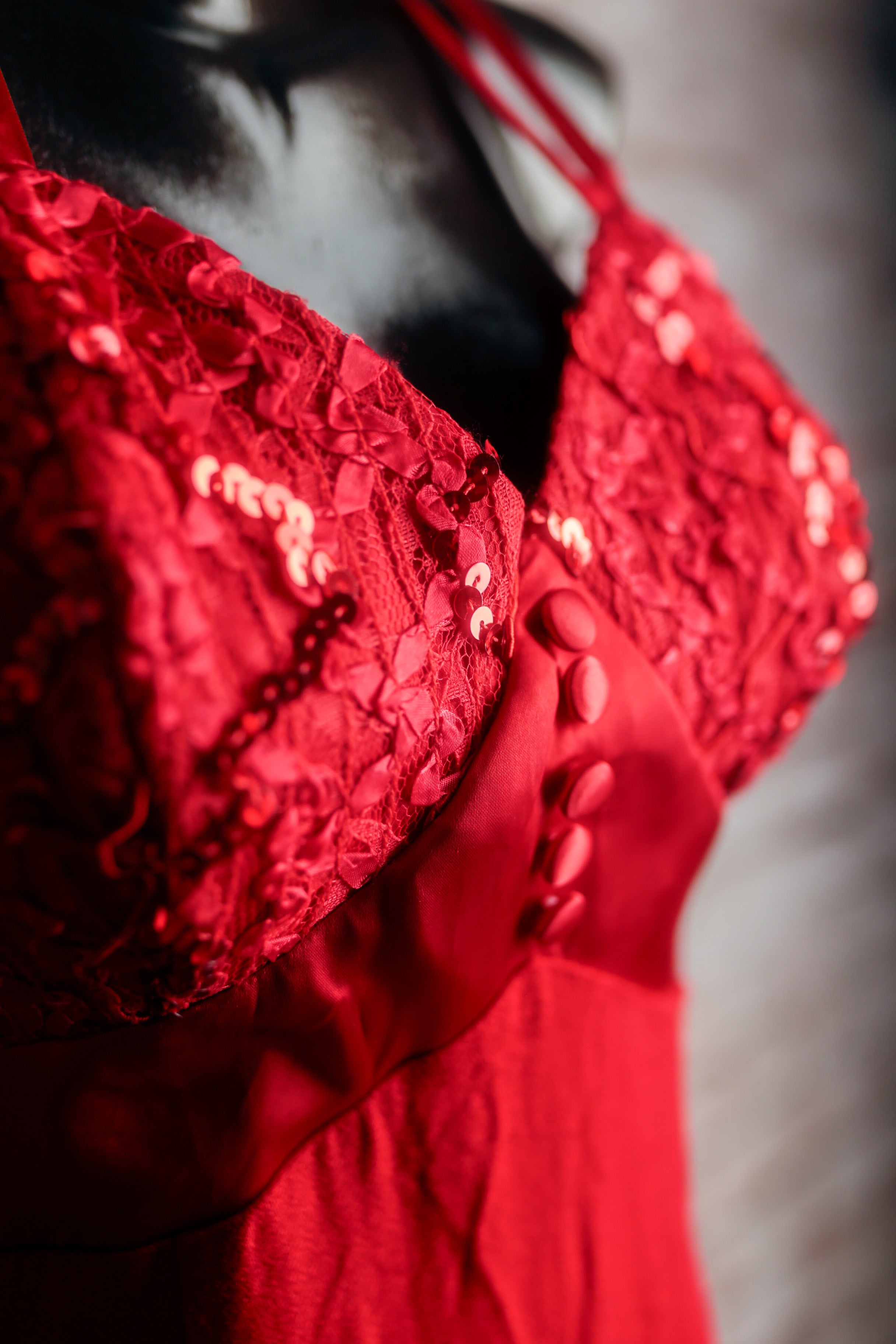 Frederick's of Hollywood Vintage Y2K Formal Hoco Sequin Mini Dress 7/8 Small Red Crepe