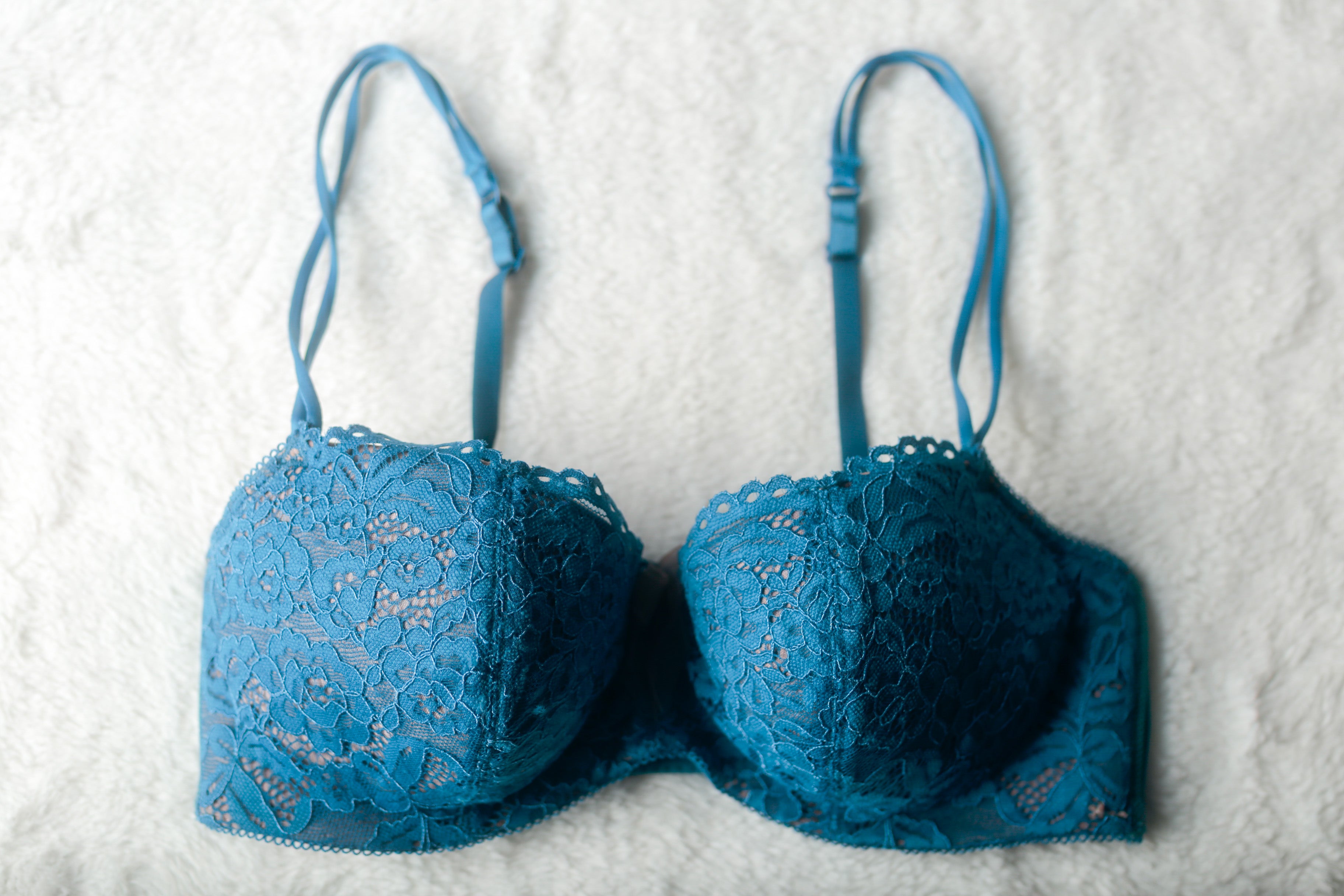b.tempt'd 34D Ciao Bella Lace Underwire Balconette Bra Blue
