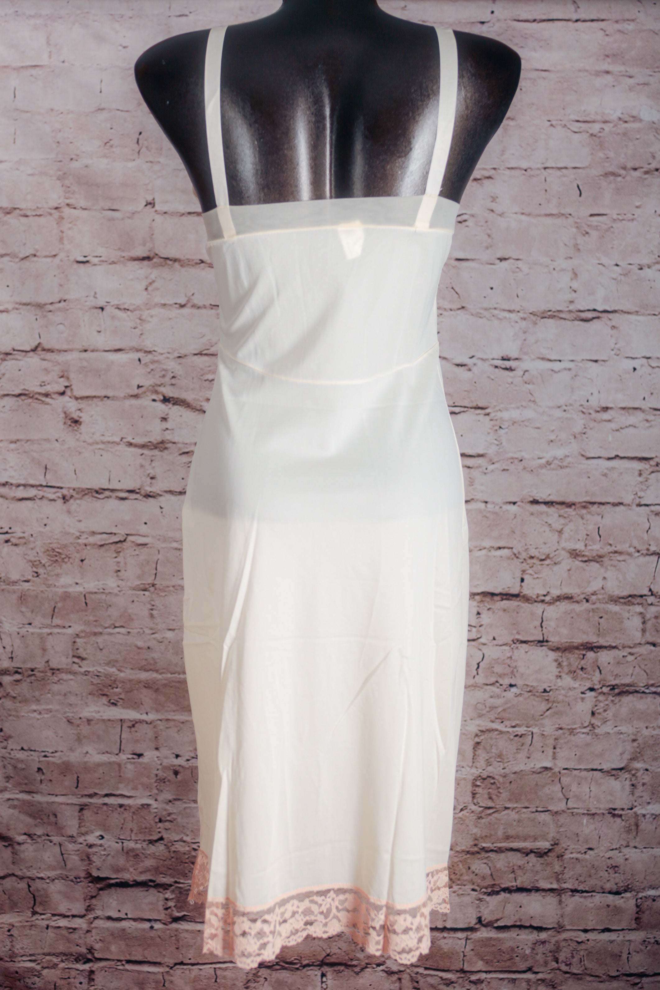 Aristocraft Vintage Full Slip Nightgown Satin and Lace Ivory 34 Small