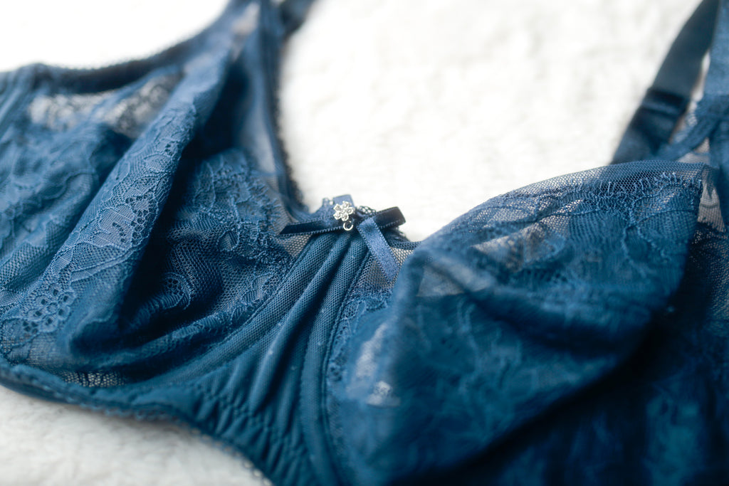 Wacoal 34D Retro Chic Full Figure 855186 Underwire Bra Blue