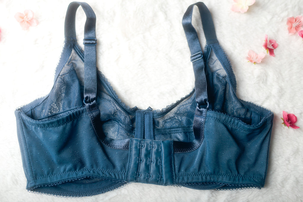 Wacoal 34D Retro Chic Full Figure 855186 Underwire Bra Blue