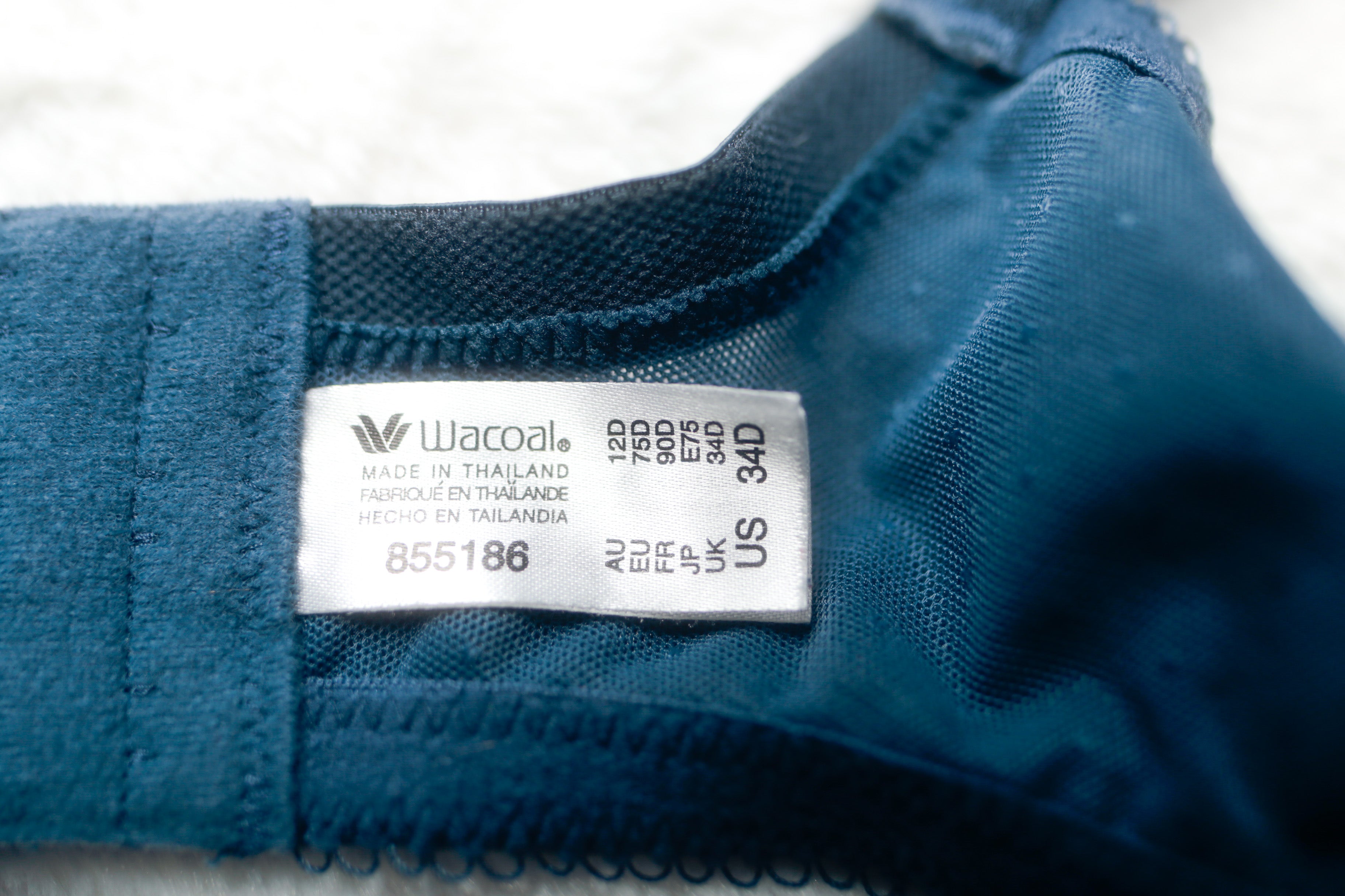 Wacoal 34D Retro Chic Full Figure 855186 Underwire Bra Blue