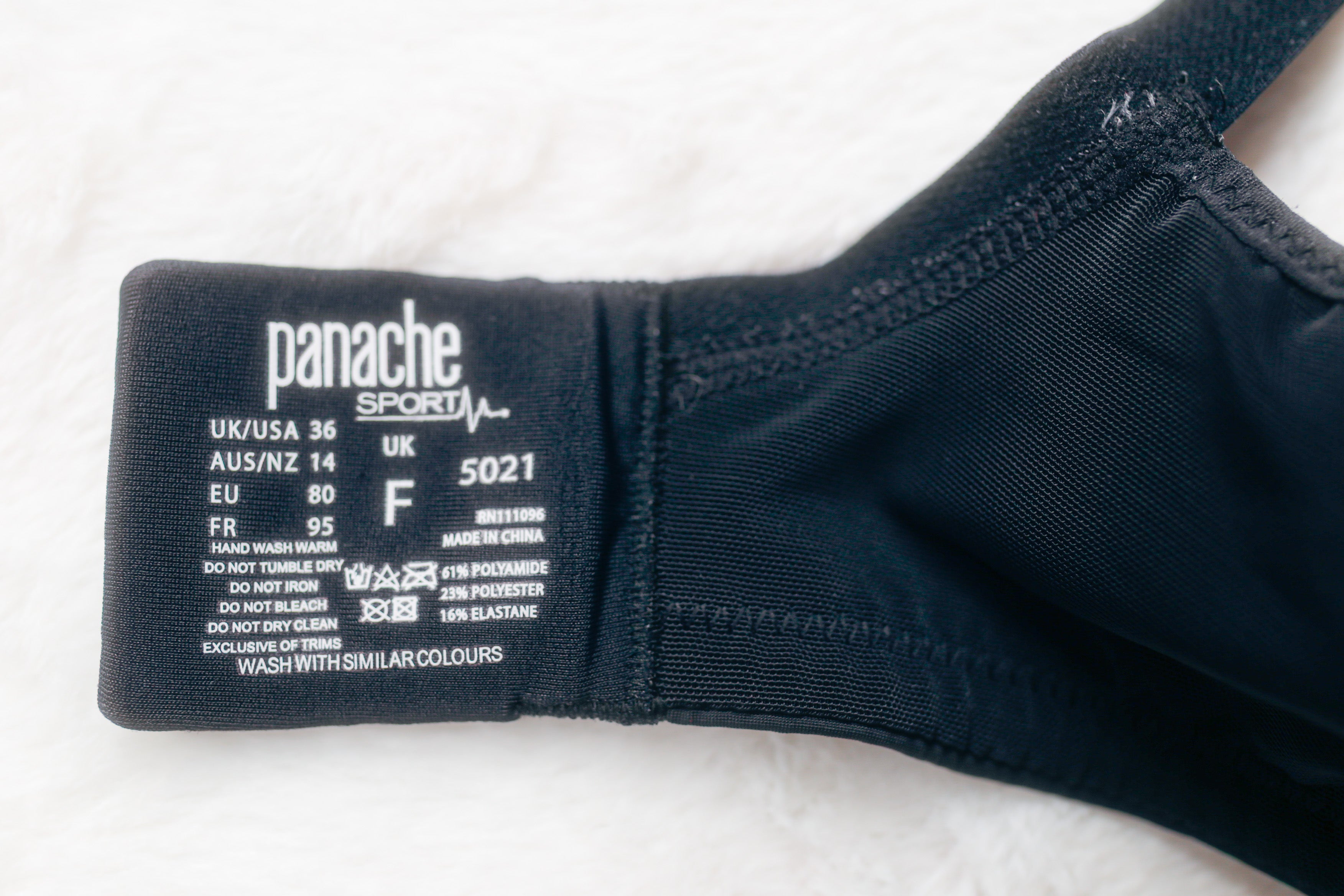 Panache Sport US 36DDDD 36G UK 36F Molded Encapsulating High-impact Underwire Sports Bra Black