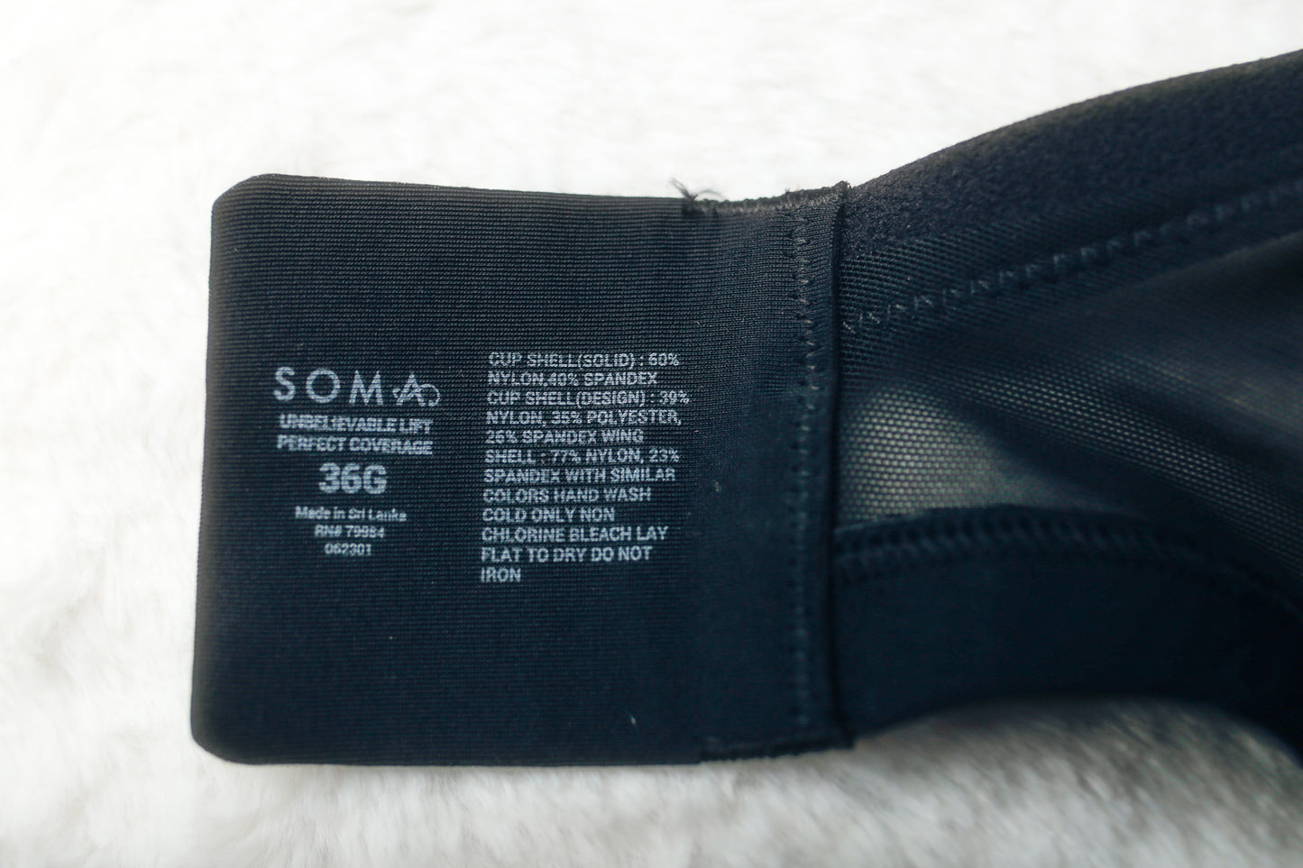 Soma 36G Unbelievable Lift Perfect Coverage Unlined Sheer Underwire Bra Gray NEW