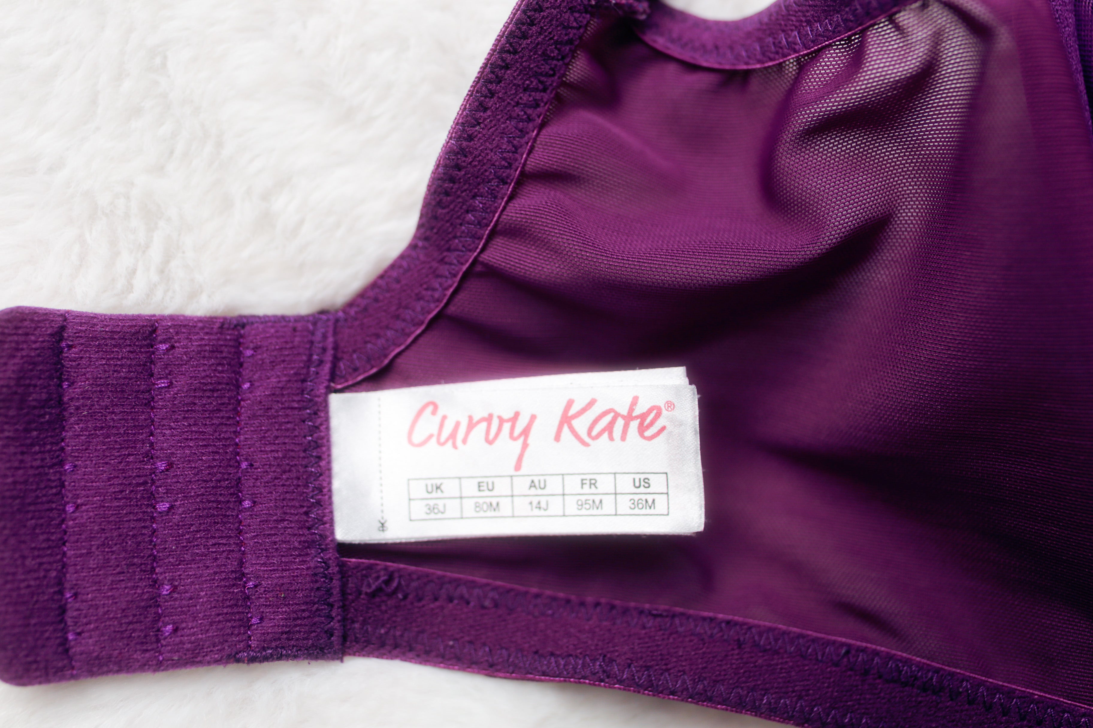 Curvy Kate US 36M UK 36J Wonderfully Full Cup Unlined Underwire Bra Purple