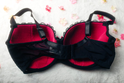 Curvy Kate 38FF Tease Padded Balcony Burlesque Balconette Underwire Bra Black