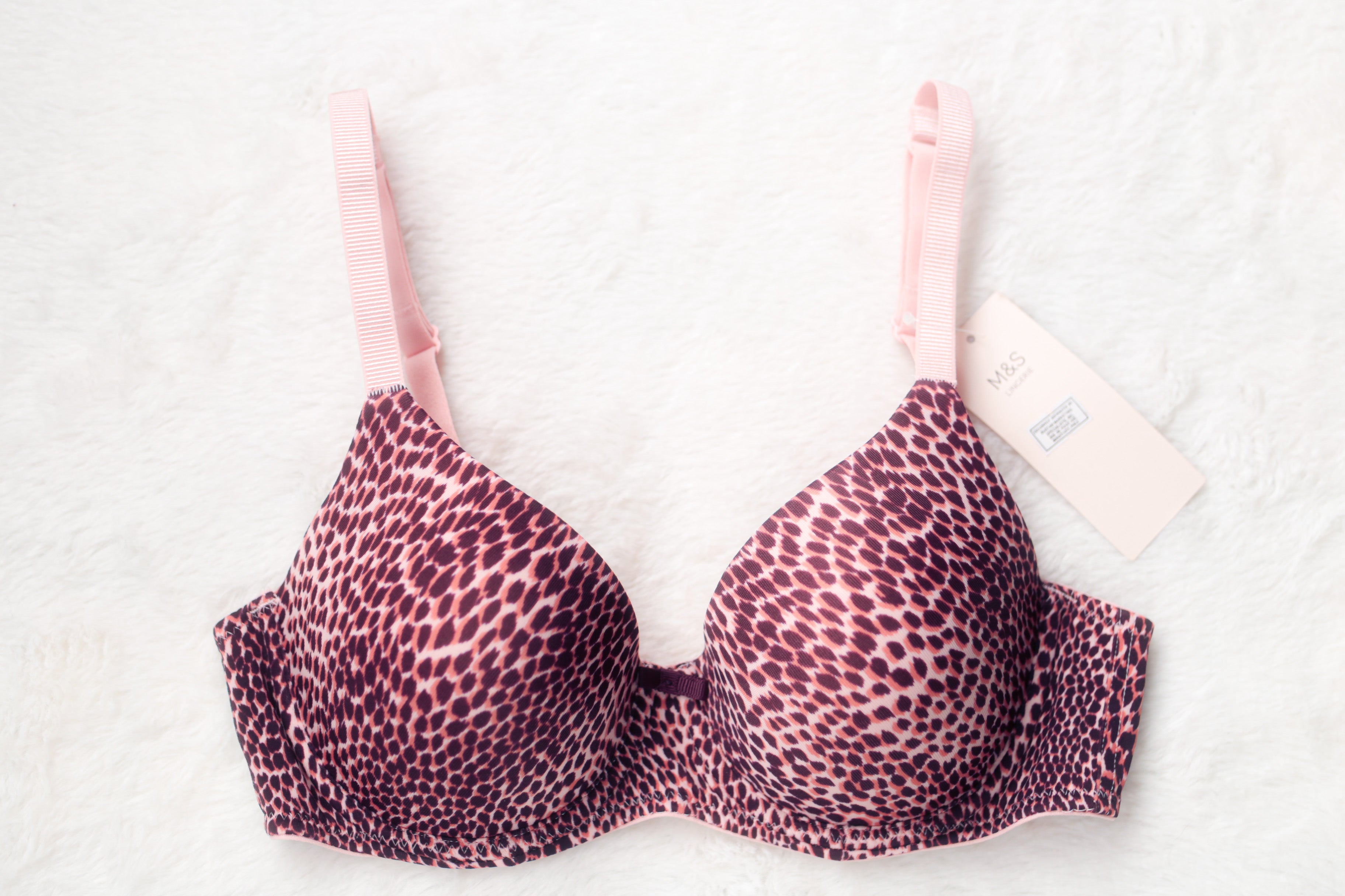 Marks and Spencer M&S 32C Lightly Lined Demi \ T-shirt Bra Purple Cheetah NEW