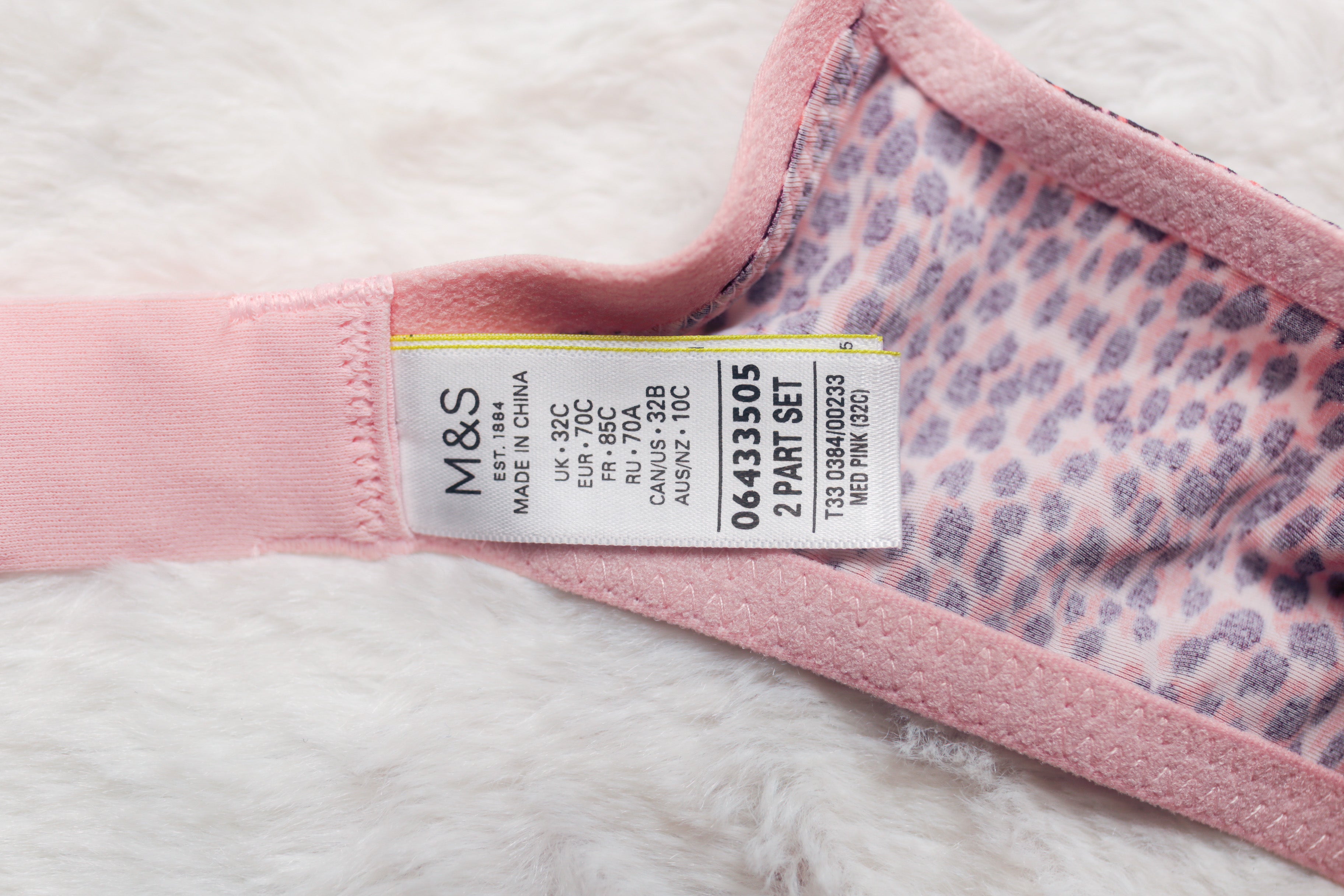 Marks and Spencer M&S 32C Lightly Lined Demi \ T-shirt Bra Purple Cheetah NEW