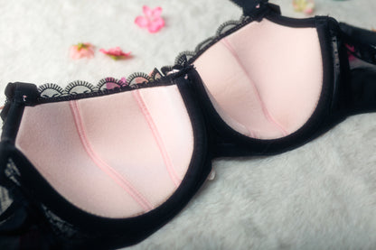 Curvy Kate 32DD Tease Padded Balcony Burlesque Balconette Underwire Bra Black NEW
